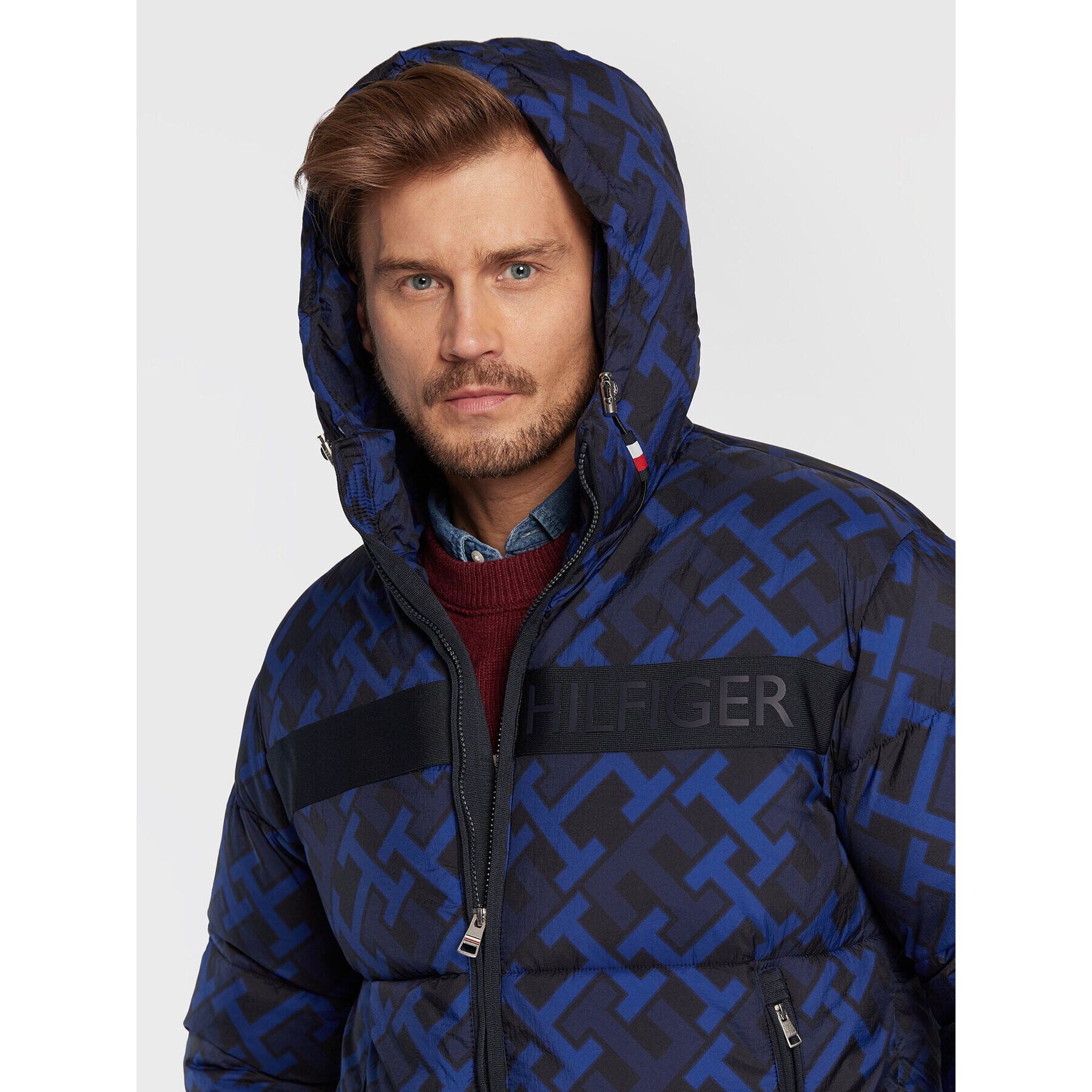 Tommy Hilfiger Пухено яке Monogram MW0MW29255 Тъмносин Regular Fit - Pepit.bg