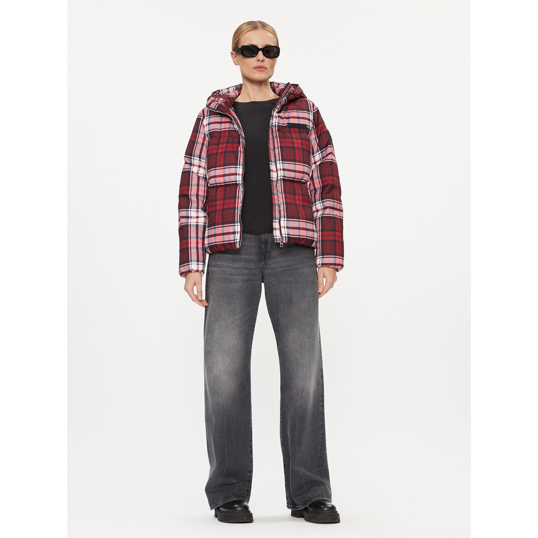 Tommy Hilfiger Пухено яке New York Tartan WW0WW40233 Червен Relaxed Fit - Pepit.bg