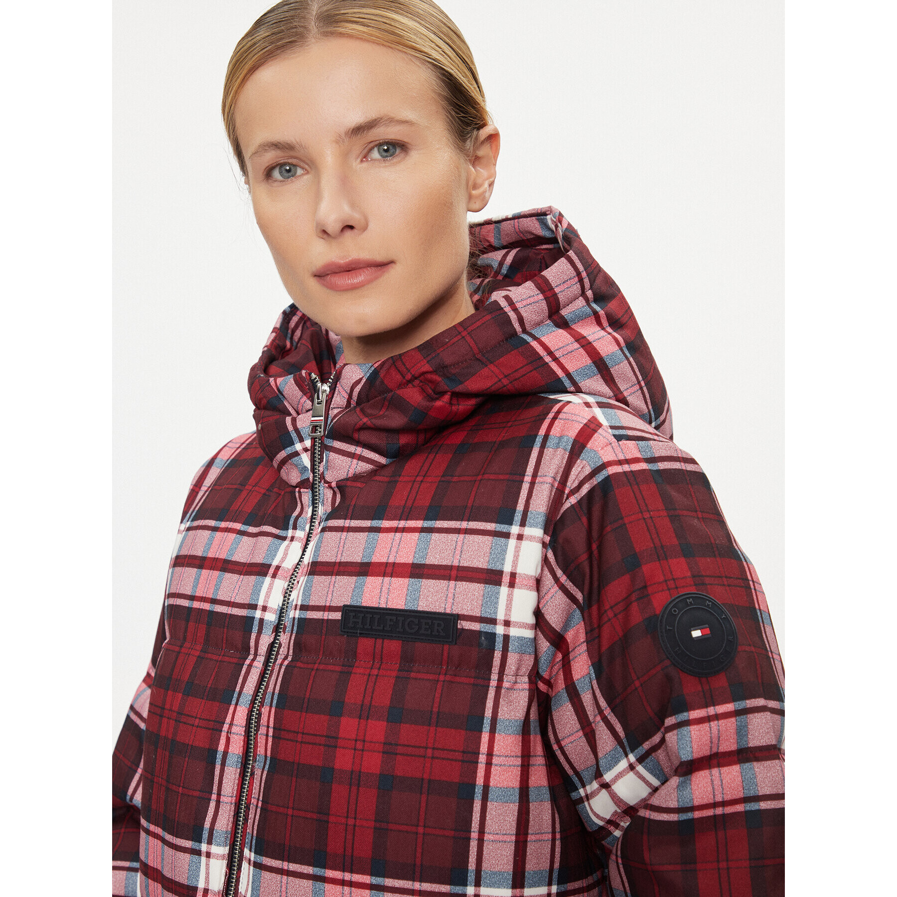 Tommy Hilfiger Пухено яке New York Tartan WW0WW40233 Червен Relaxed Fit - Pepit.bg