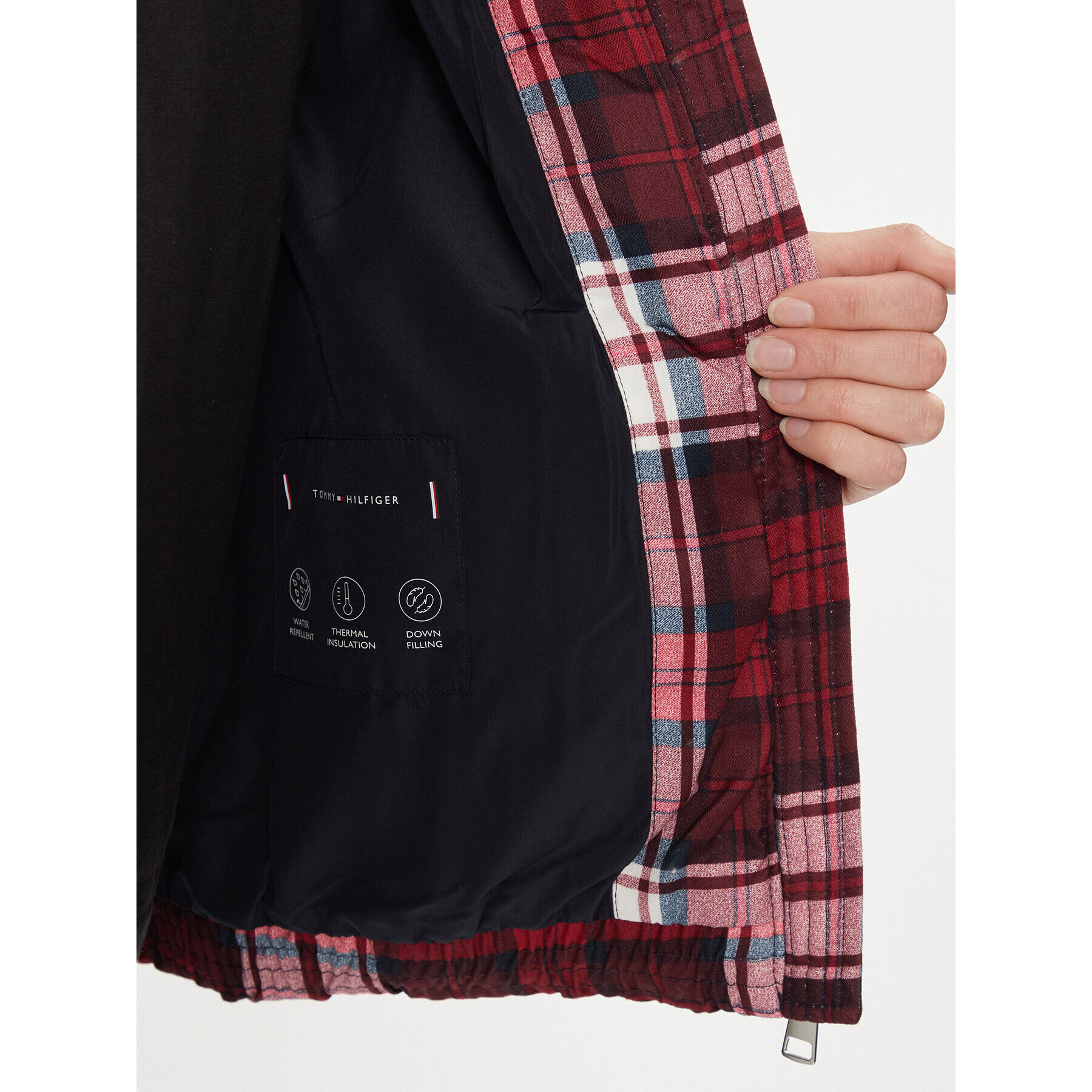 Tommy Hilfiger Пухено яке New York Tartan WW0WW40233 Червен Relaxed Fit - Pepit.bg