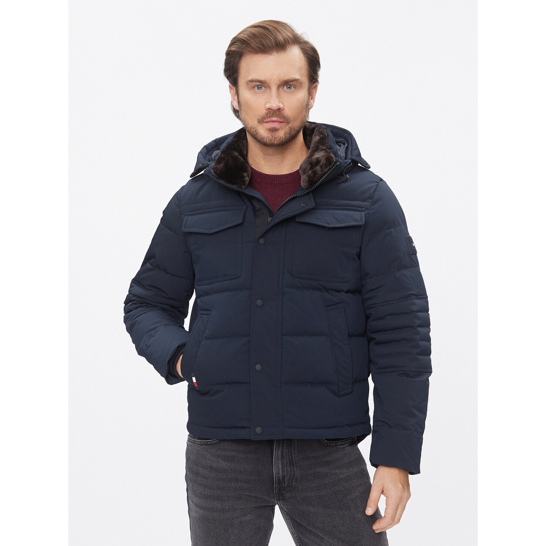 Tommy Hilfiger Пухено яке Rockie MW0MW32790 Тъмносин Regular Fit - Pepit.bg