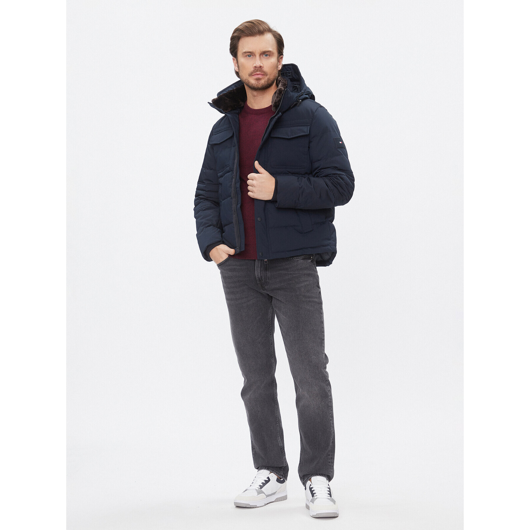 Tommy Hilfiger Пухено яке Rockie MW0MW32790 Тъмносин Regular Fit - Pepit.bg