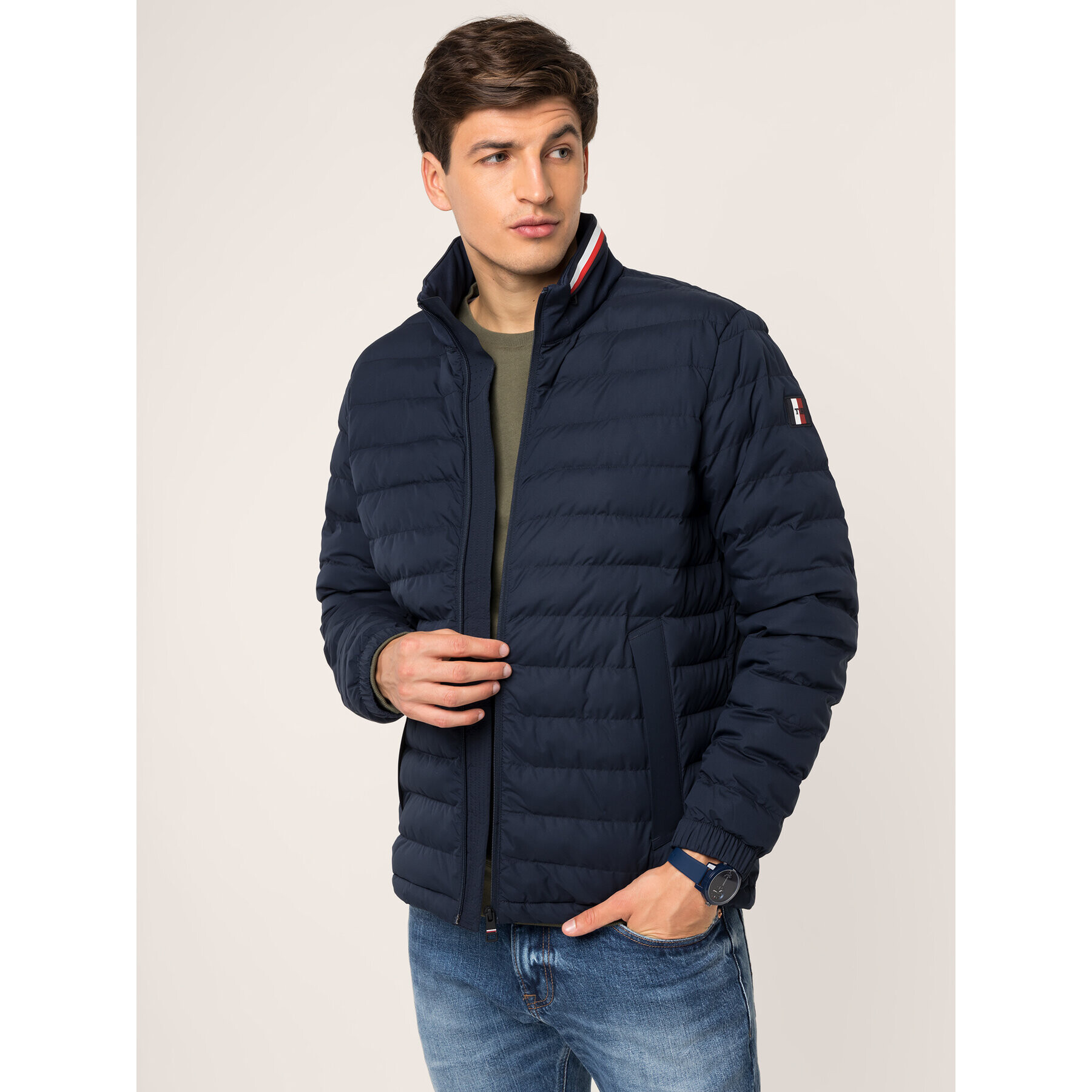 Tommy Hilfiger Пухено яке Strech Quilted MW0MW11495 Тъмносин Regular Fit - Pepit.bg