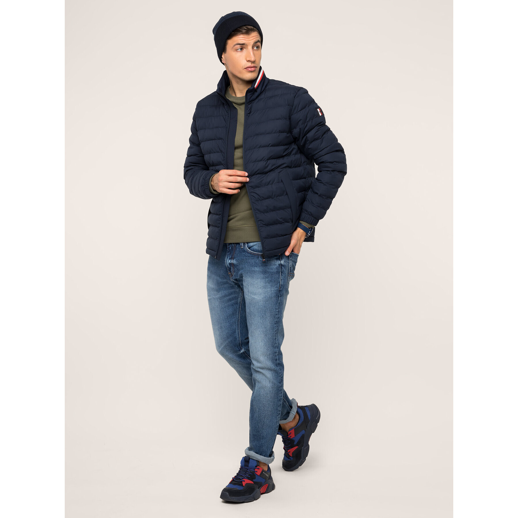 Tommy Hilfiger Пухено яке Strech Quilted MW0MW11495 Тъмносин Regular Fit - Pepit.bg