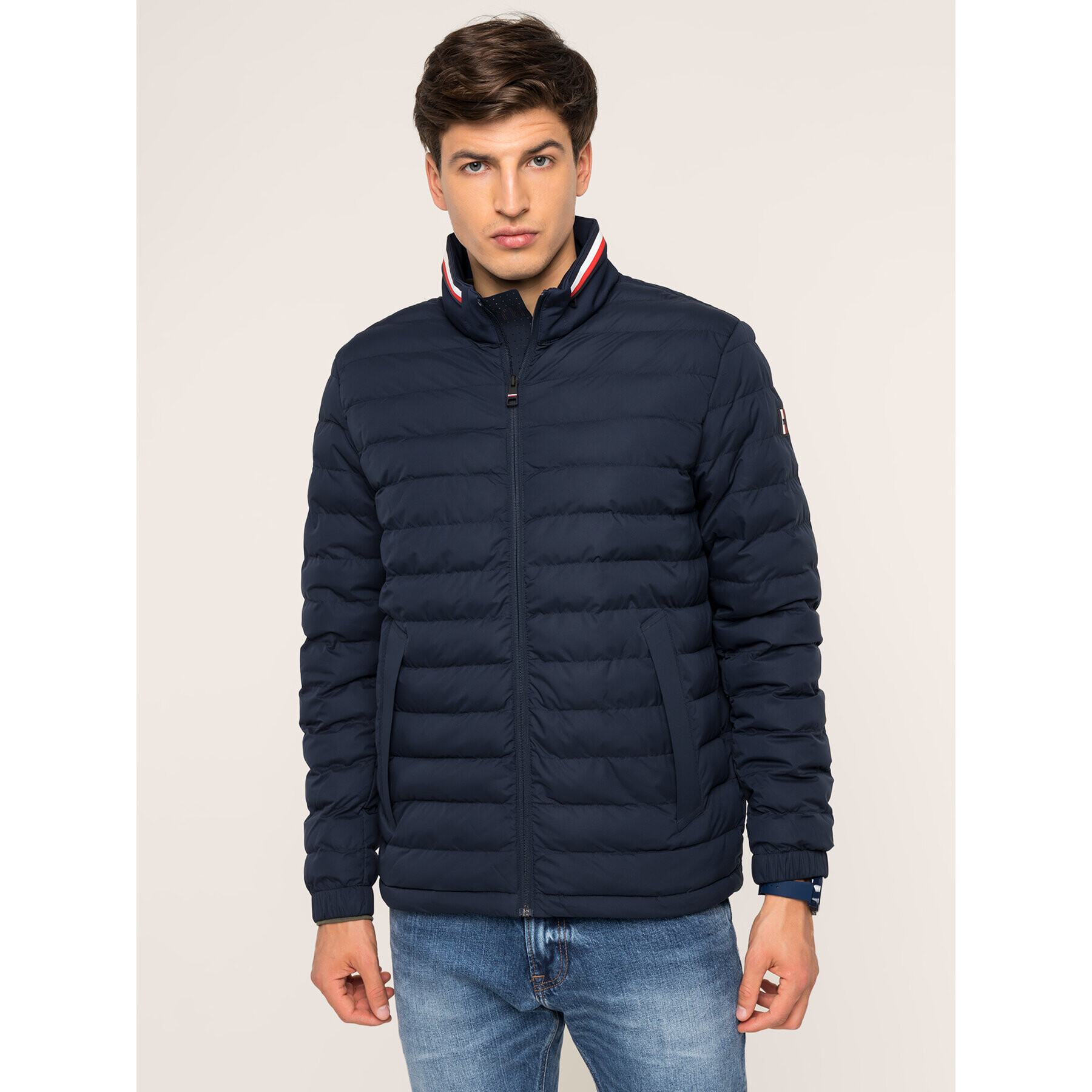 Tommy Hilfiger Пухено яке Strech Quilted MW0MW11495 Тъмносин Regular Fit - Pepit.bg