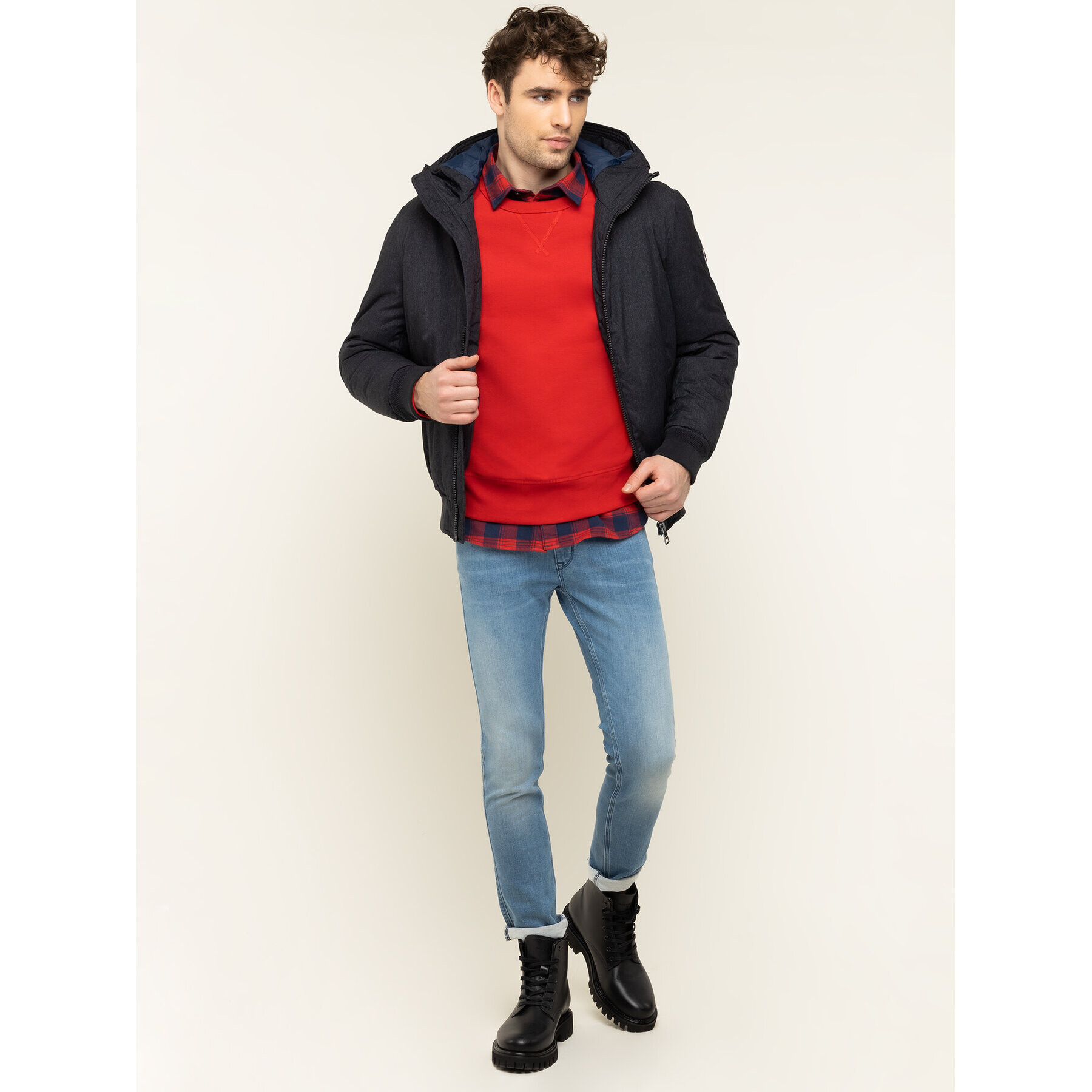 Tommy Hilfiger Пухено яке Structure MW0MW11876 Сив Regular Fit - Pepit.bg