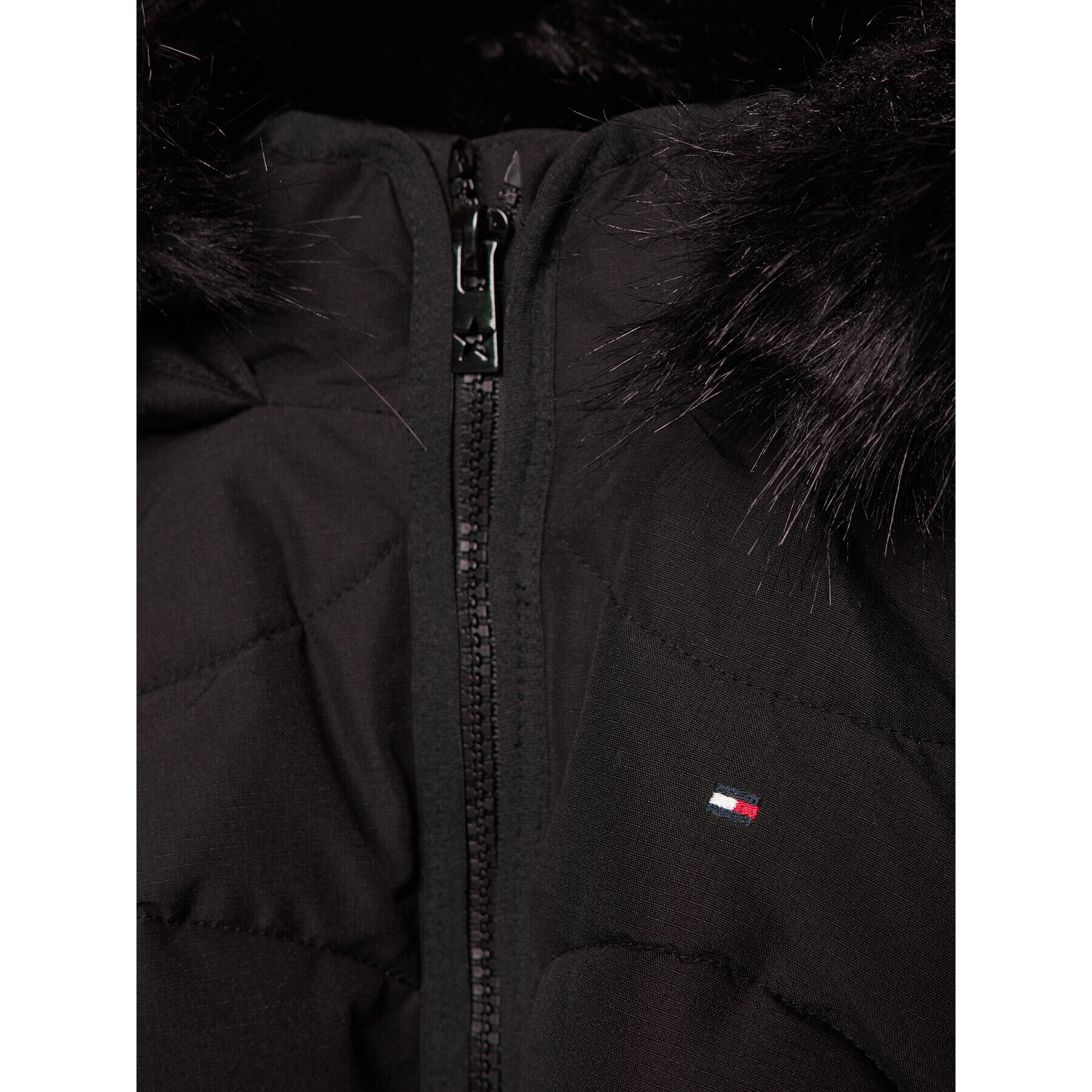 Tommy Hilfiger Пухено яке Tonal Fur KG0KG05970 M Черен Regular Fit - Pepit.bg