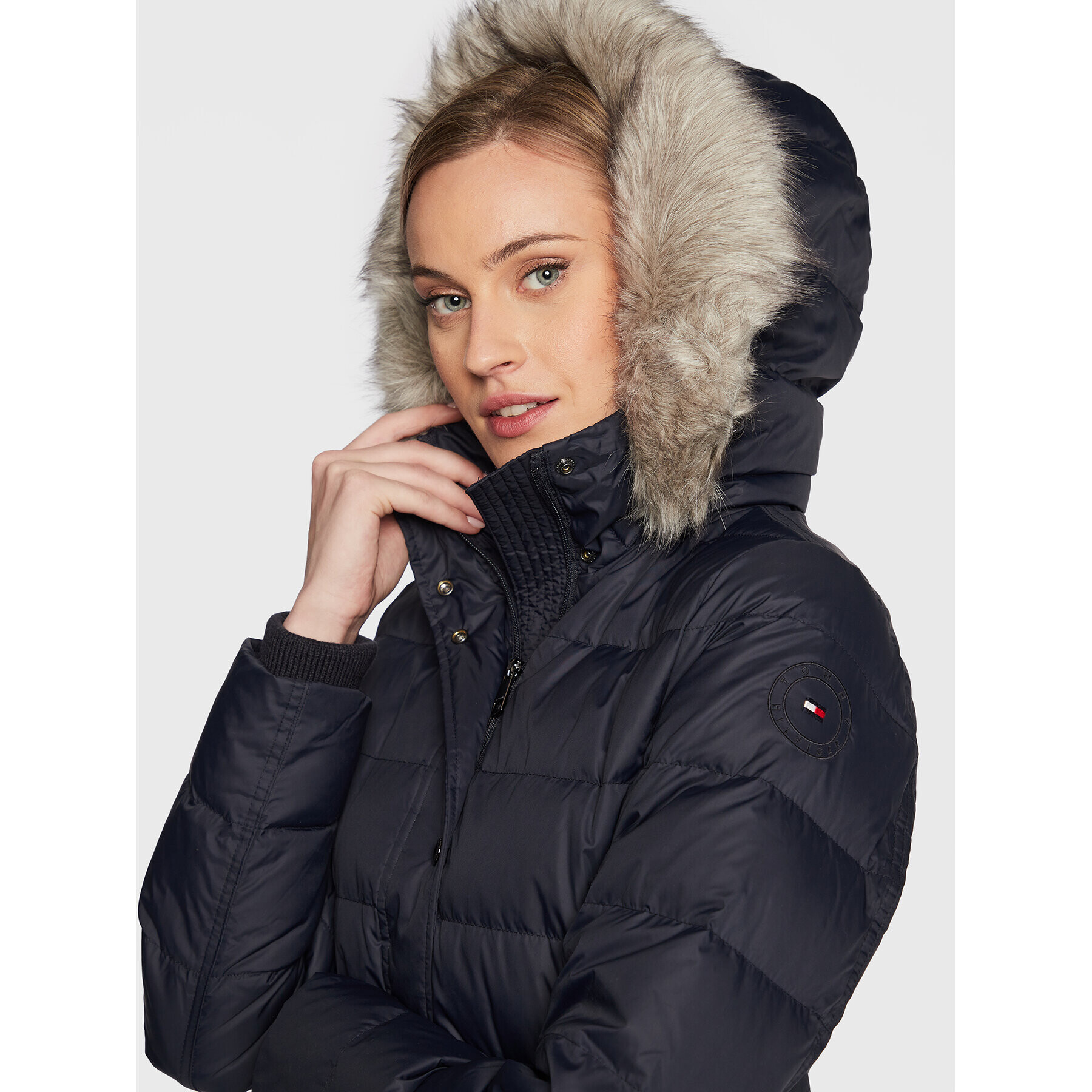 Tommy Hilfiger Пухено яке Tyra WW0WW37486 Тъмносин Regular Fit - Pepit.bg