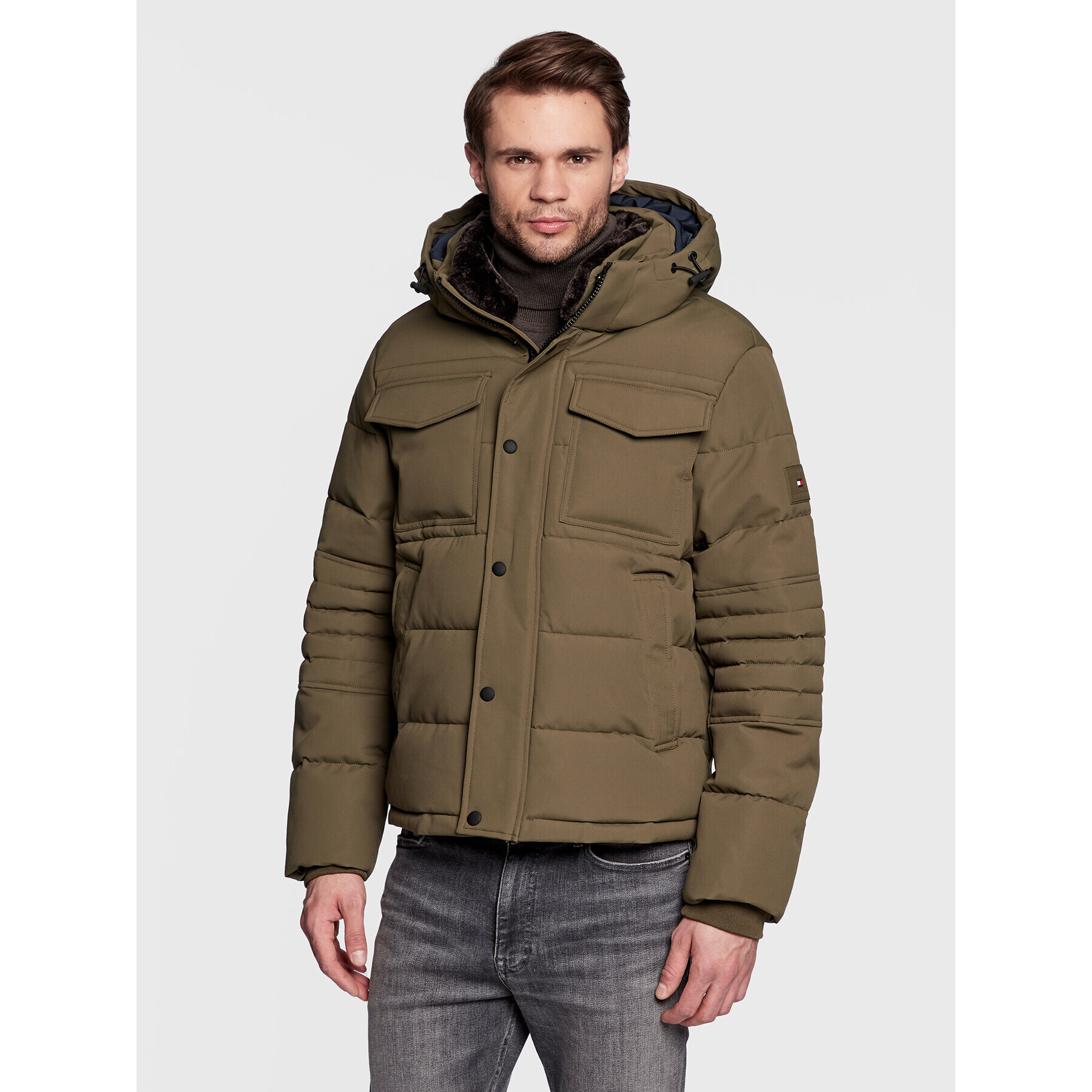 Tommy Hilfiger Пухено яке Utility MW0MW27702 Зелен Regular Fit - Pepit.bg