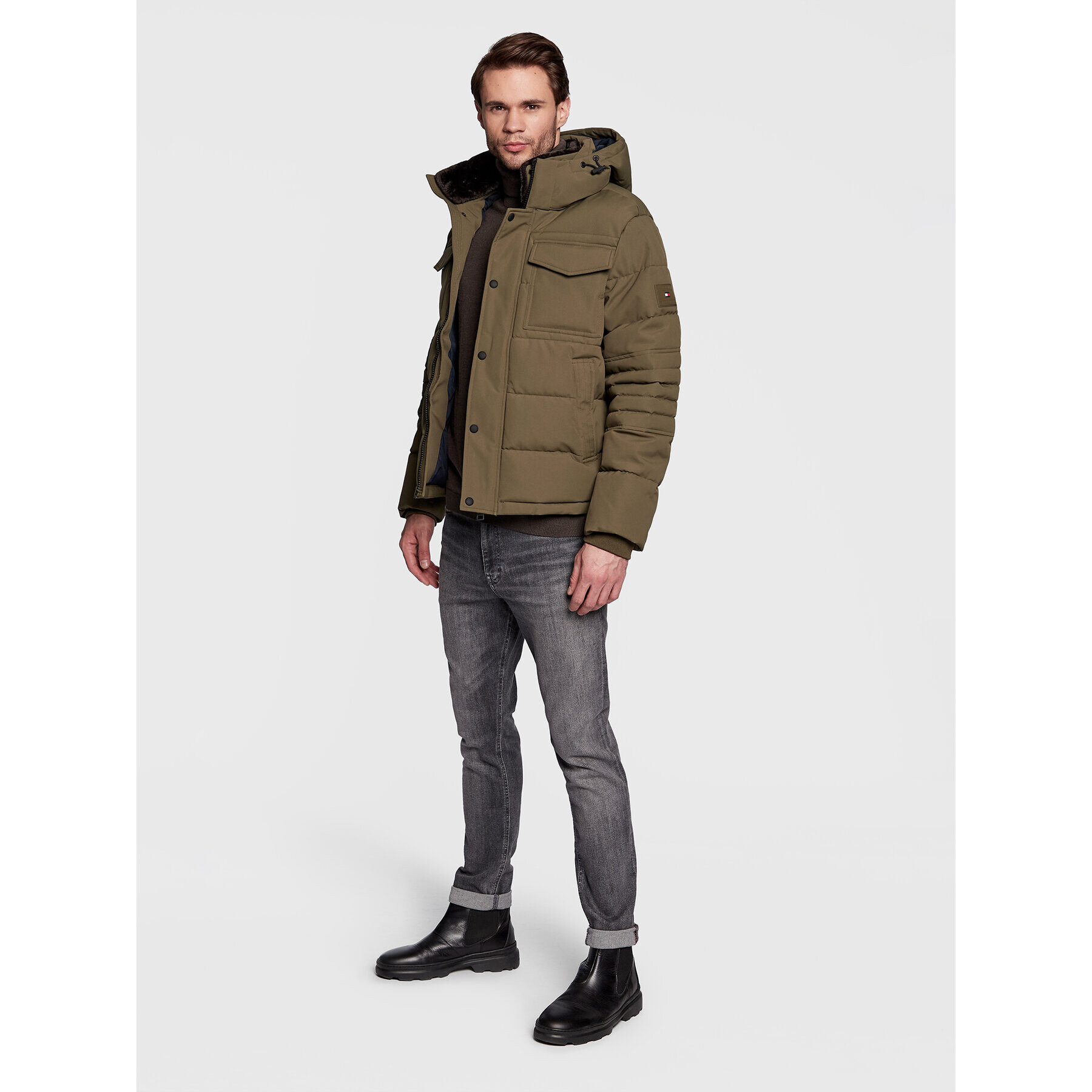 Tommy Hilfiger Пухено яке Utility MW0MW27702 Зелен Regular Fit - Pepit.bg