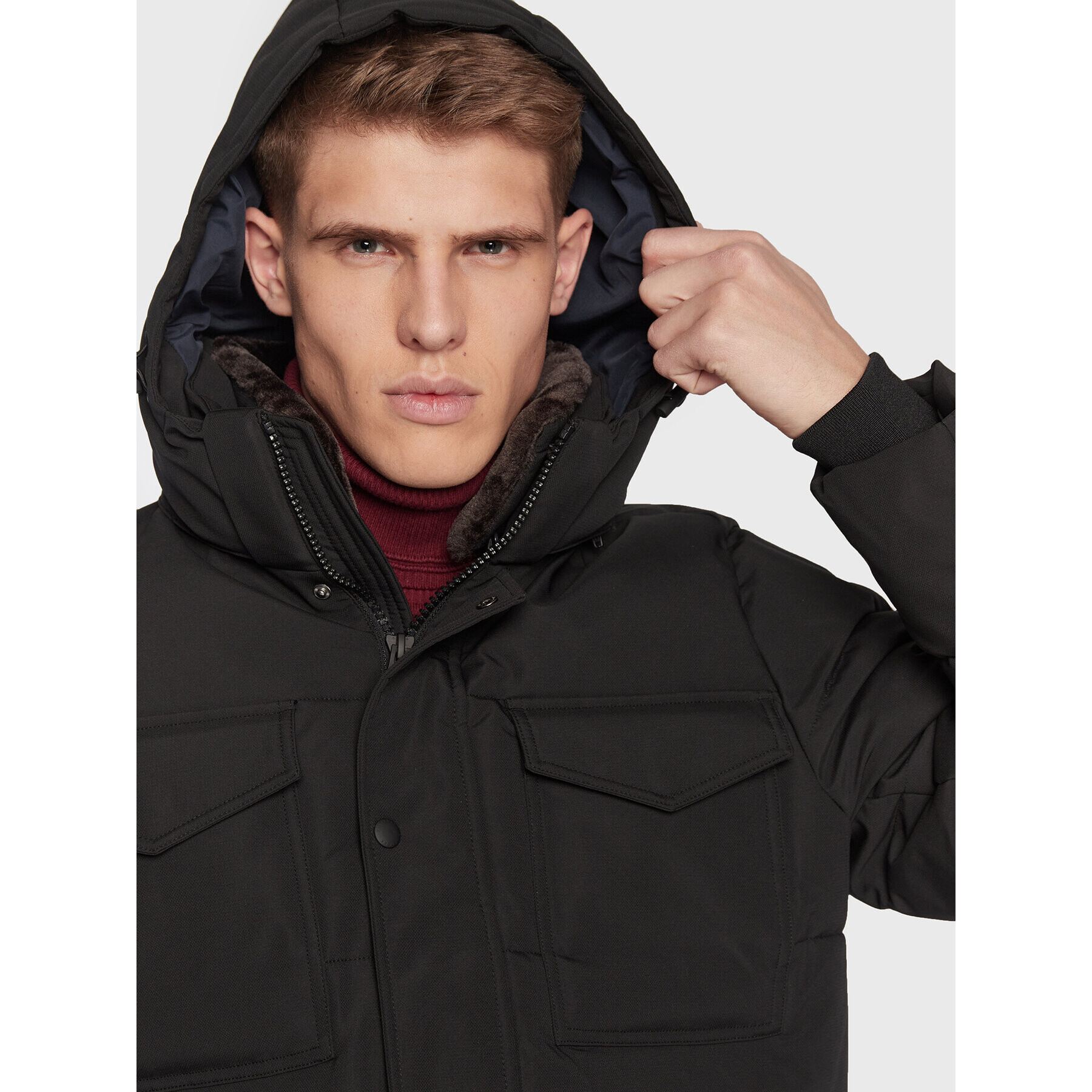 Tommy Hilfiger Пухено яке Utility MW0MW27703 Черен Regular Fit - Pepit.bg