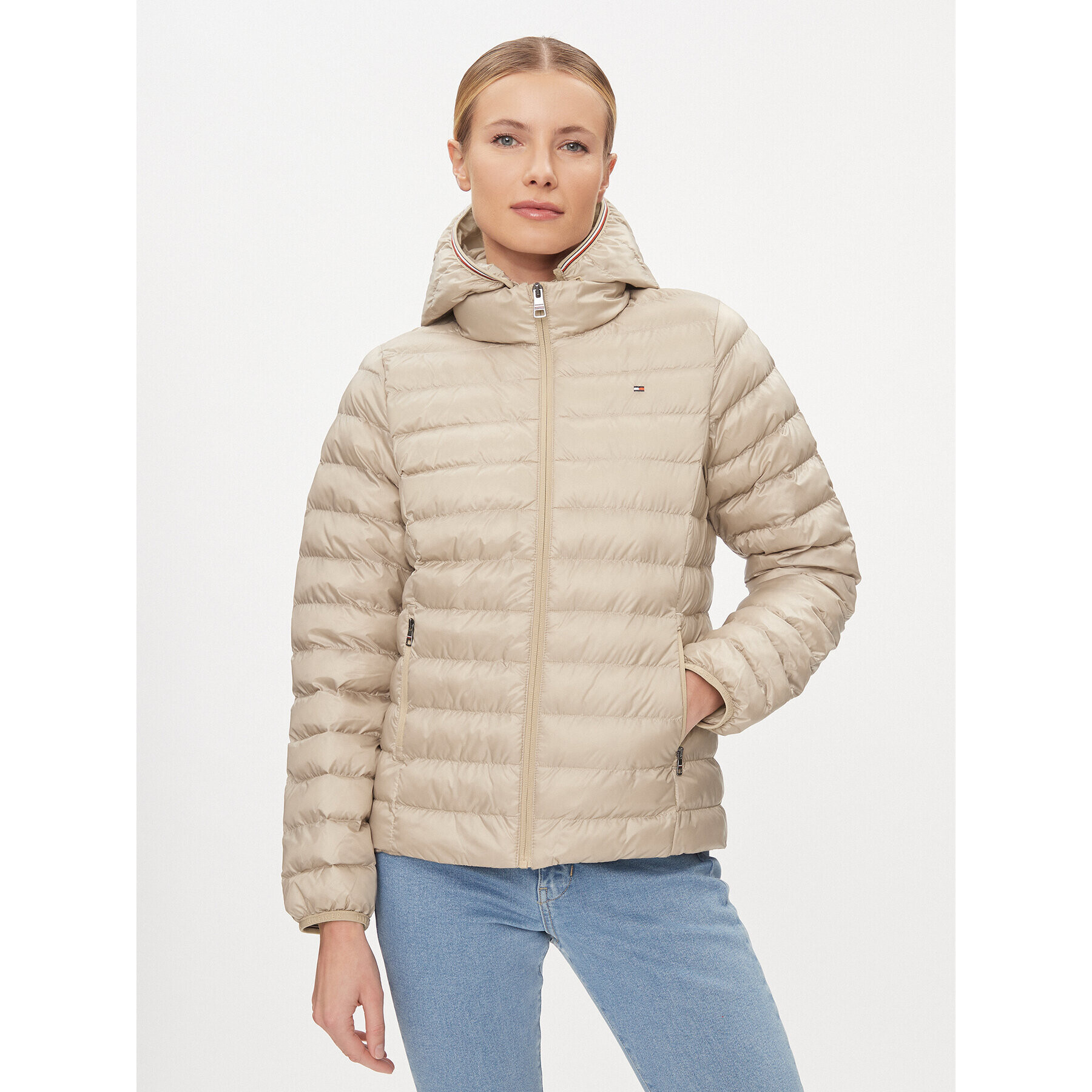 Tommy Hilfiger Пухено яке WW0WW38927 Бежов Regular Fit - Pepit.bg