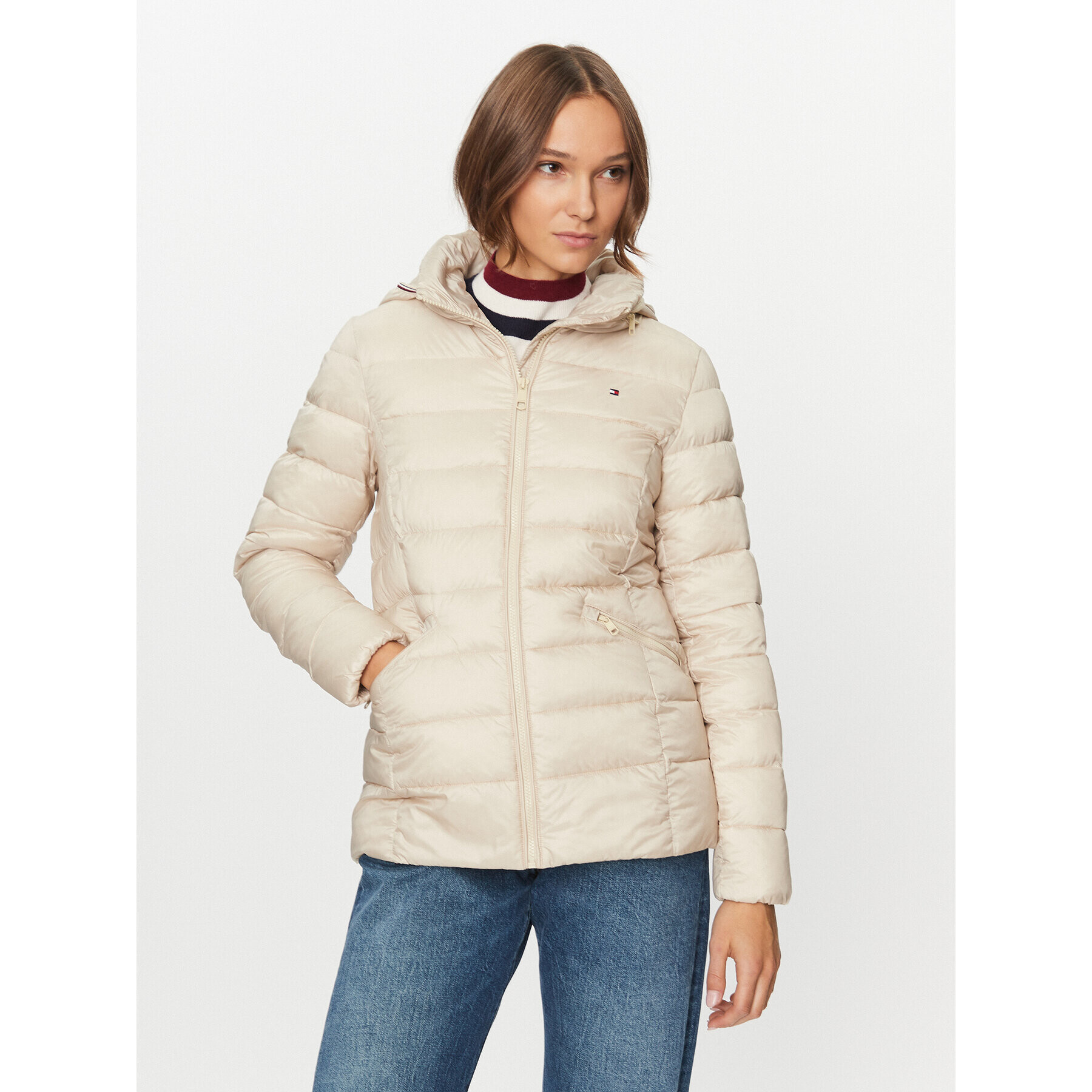 Tommy Hilfiger Пухено яке WW0WW39581 Бежов Regular Fit - Pepit.bg
