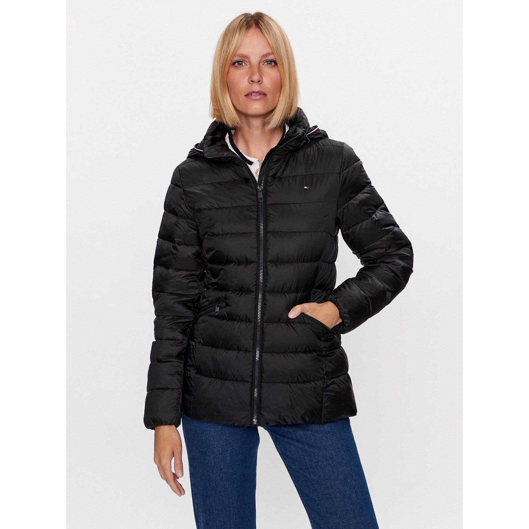 Tommy Hilfiger Пухено яке WW0WW39581 Черен Regular Fit - Pepit.bg