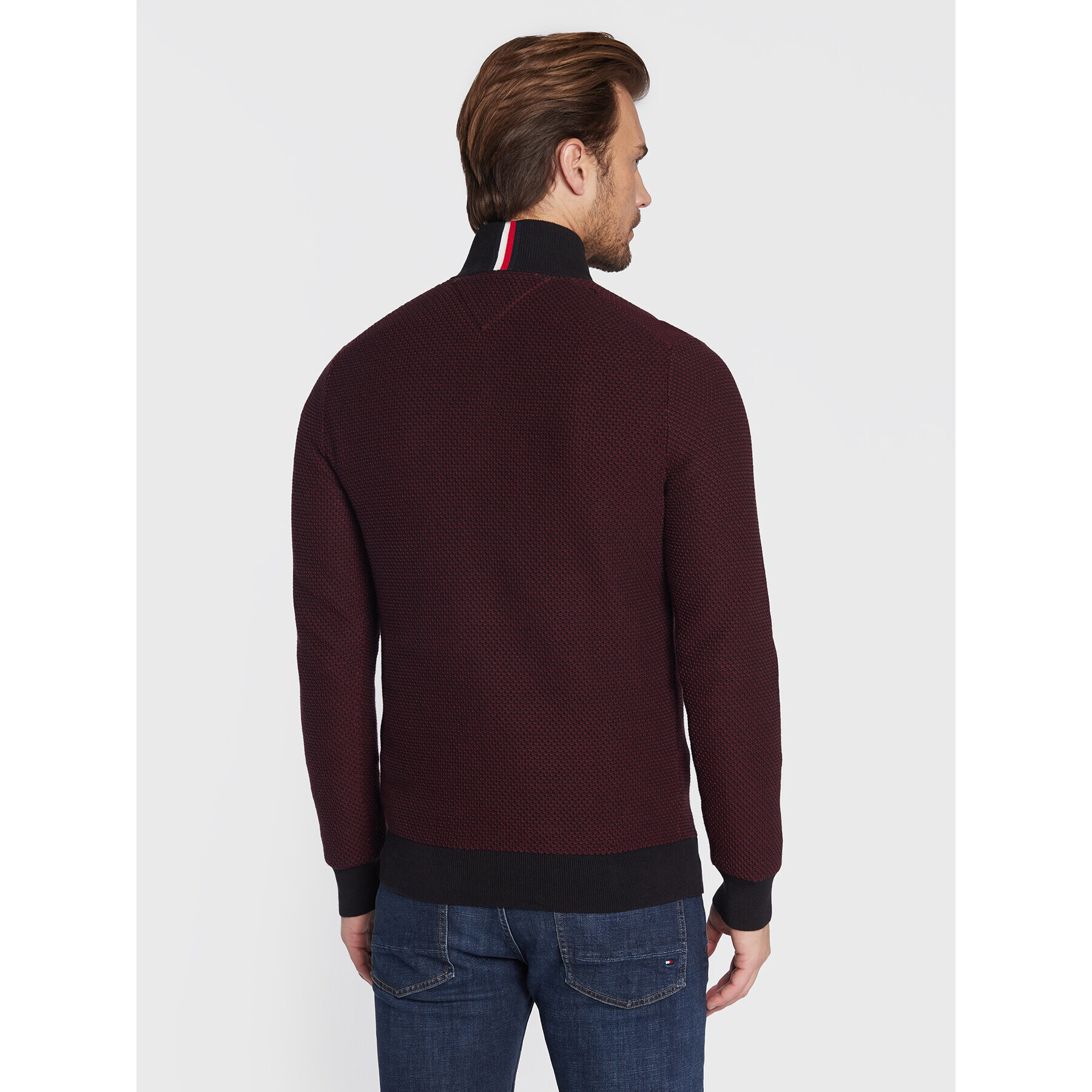 Tommy Hilfiger Пуловер 2-Tone MW0MW28041 Бордо Regular Fit - Pepit.bg