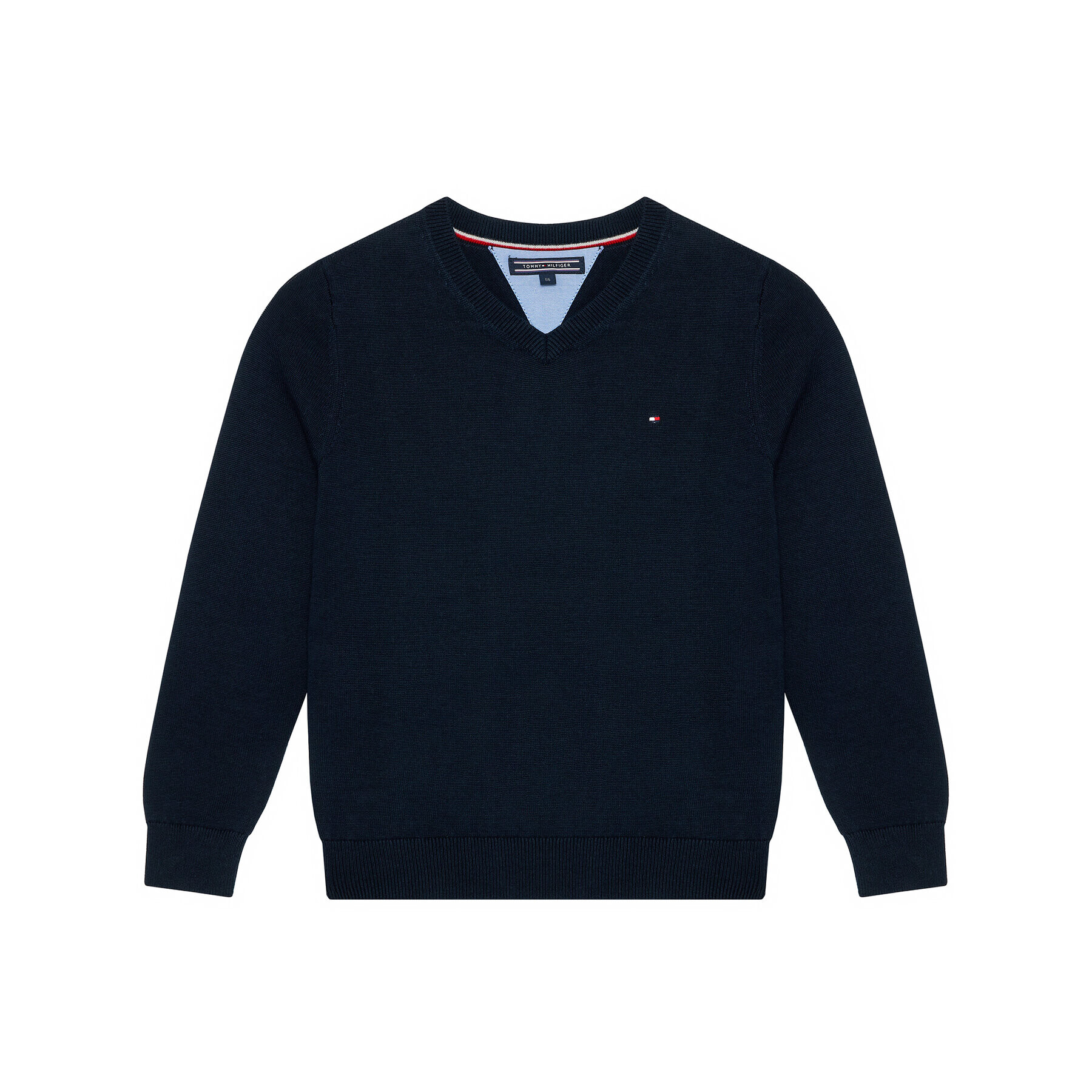 Tommy Hilfiger Пуловер Basic VNeck Sweater KB0KB03978 D Тъмносин Regular Fit - Pepit.bg