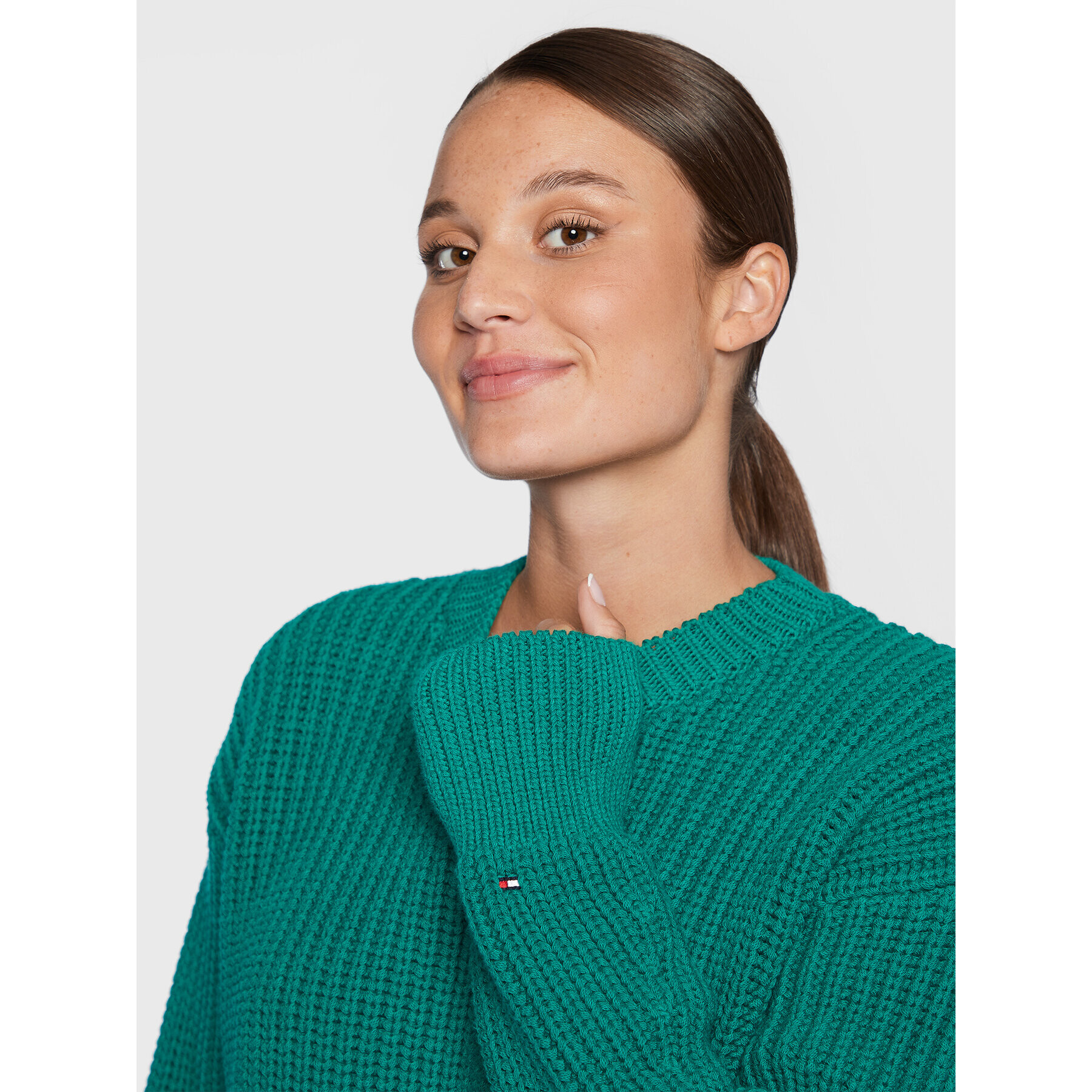 Tommy Hilfiger Пуловер Button WW0WW35883 Зелен Relaxed Fit - Pepit.bg