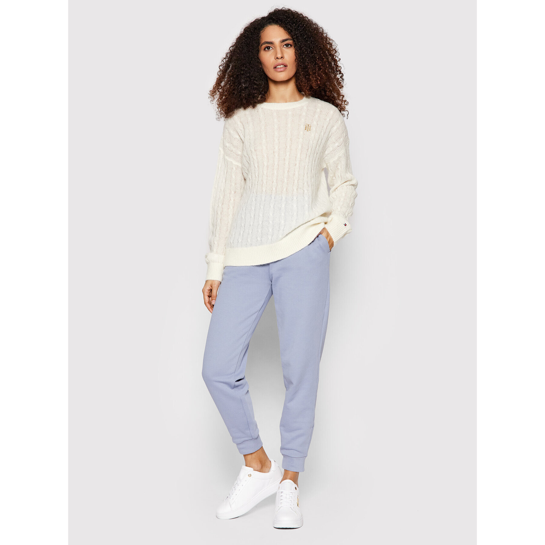 Tommy Hilfiger Пуловер Cable WW0WW32293 Бял Relaxed Fit - Pepit.bg