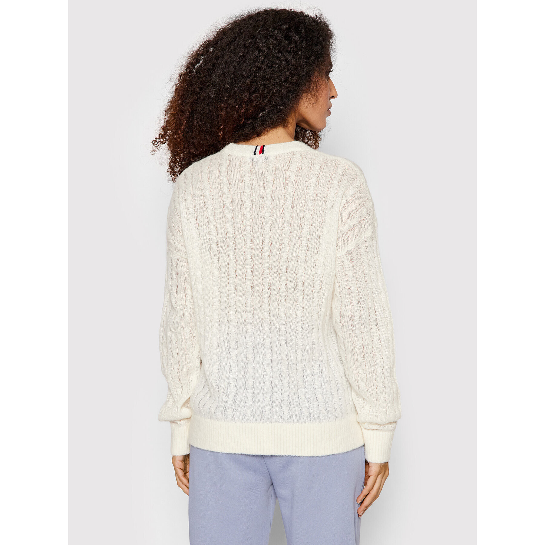Tommy Hilfiger Пуловер Cable WW0WW32293 Бял Relaxed Fit - Pepit.bg