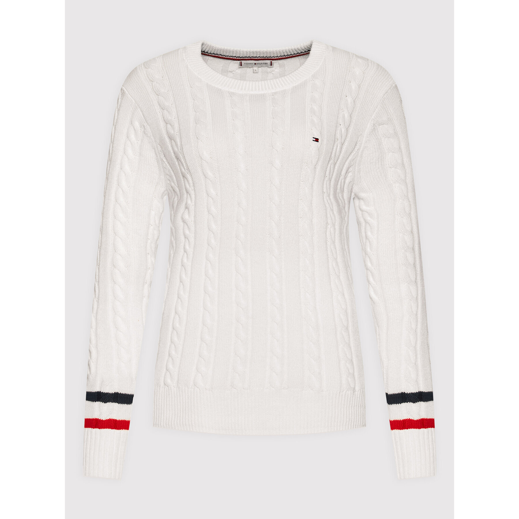 Tommy Hilfiger Пуловер Cable WW0WW33885 Бял Regular Fit - Pepit.bg
