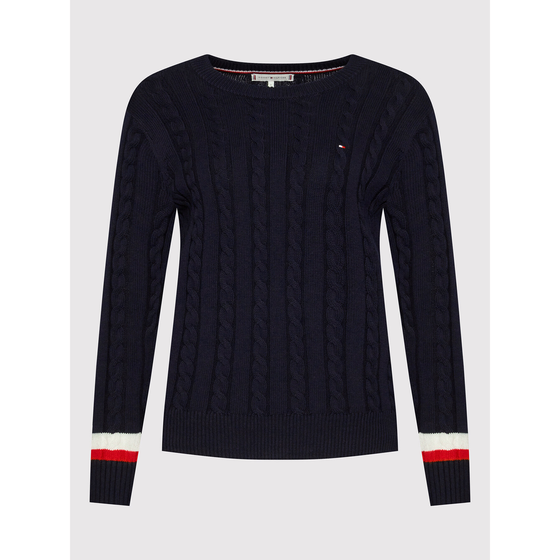 Tommy Hilfiger Пуловер Cable WW0WW33885 Тъмносин Regular Fit - Pepit.bg