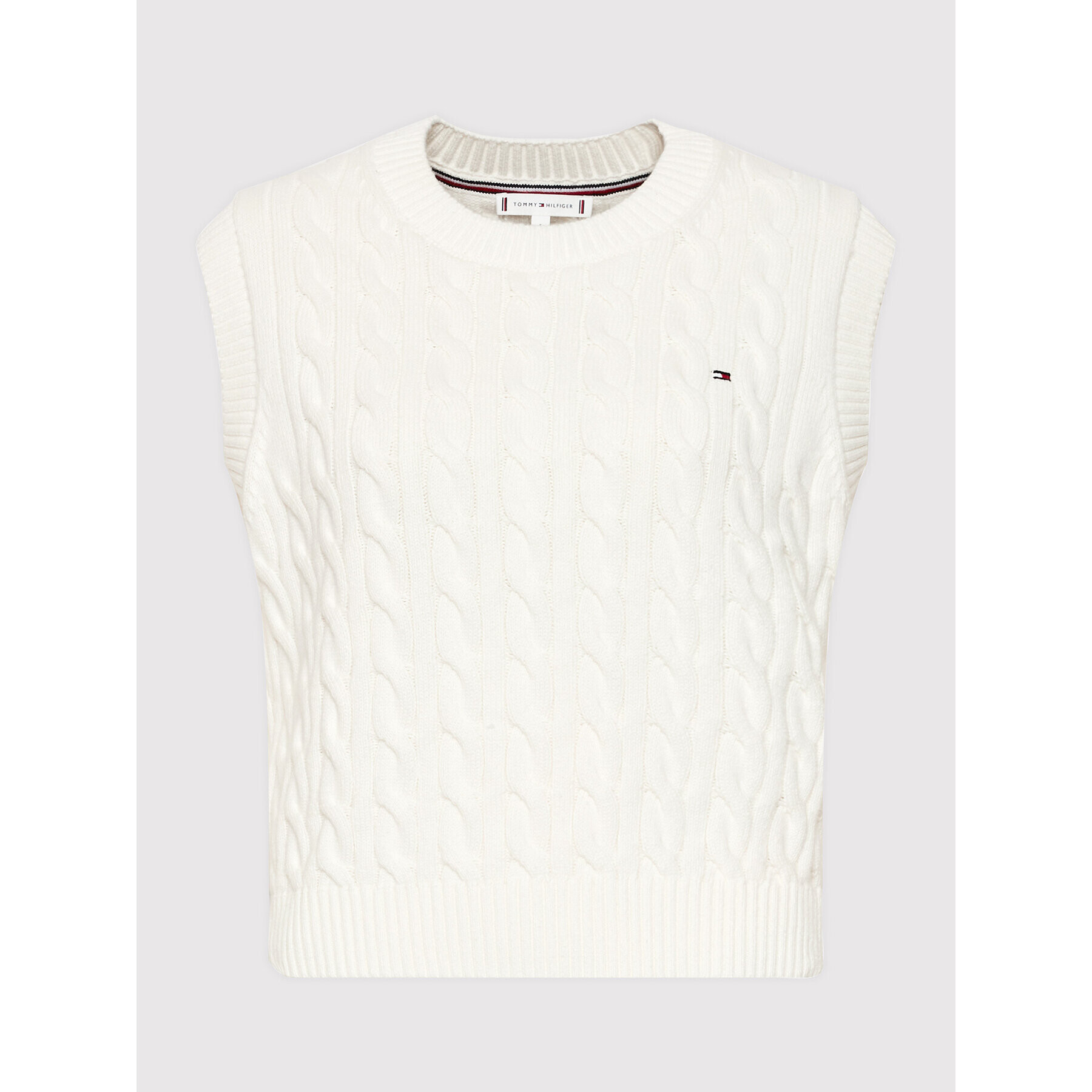 Tommy Hilfiger Пуловер Cable WW0WW34898 Бял Regular Fit - Pepit.bg