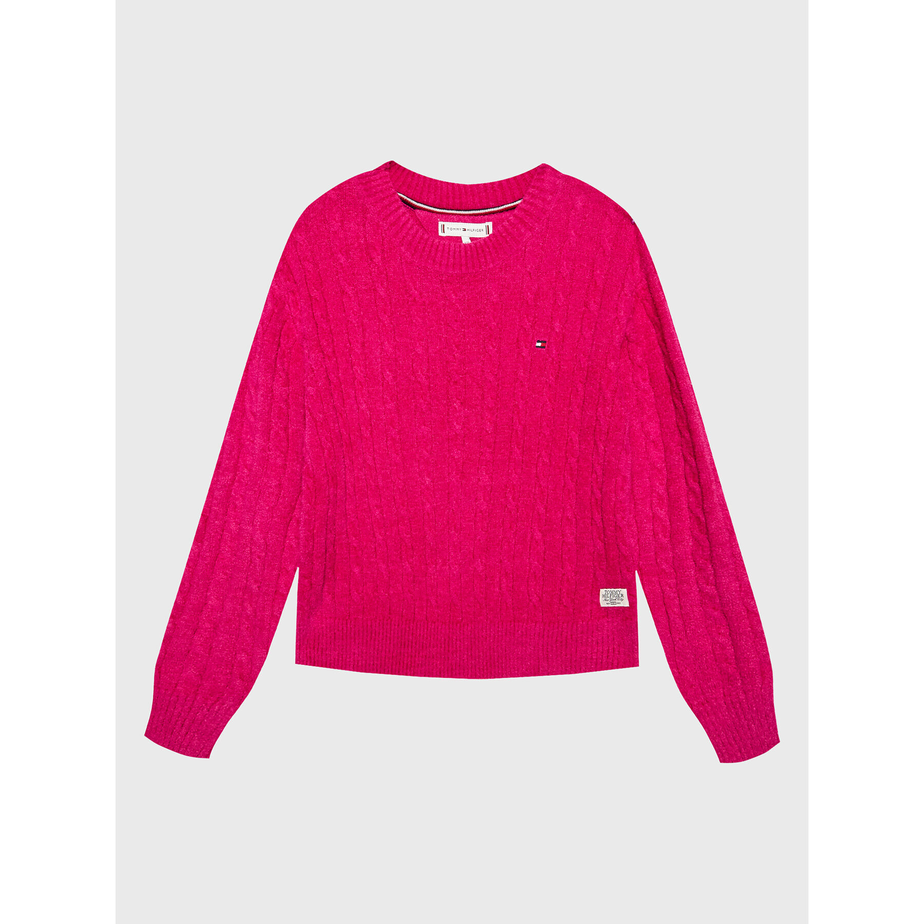 Tommy Hilfiger Пуловер Chenille Cable KG0KG06908 Розов Regular Fit - Pepit.bg