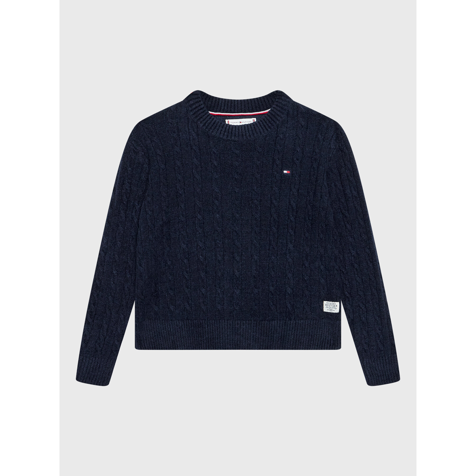 Tommy Hilfiger Пуловер Chenille Cable KG0KG06908 Тъмносин Regular Fit - Pepit.bg