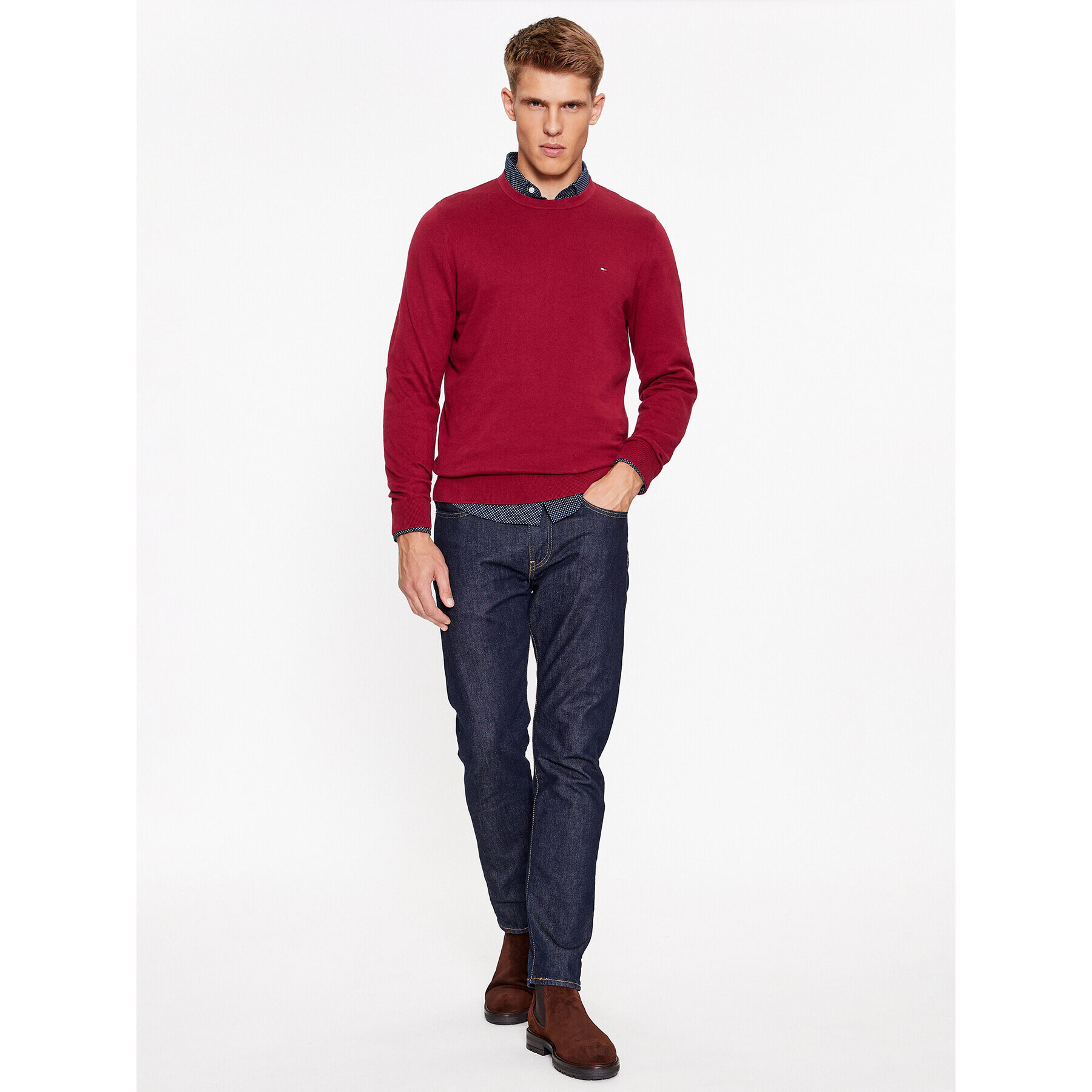 Tommy Hilfiger Пуловер Classic MW0MW32026 Бордо Regular Fit - Pepit.bg