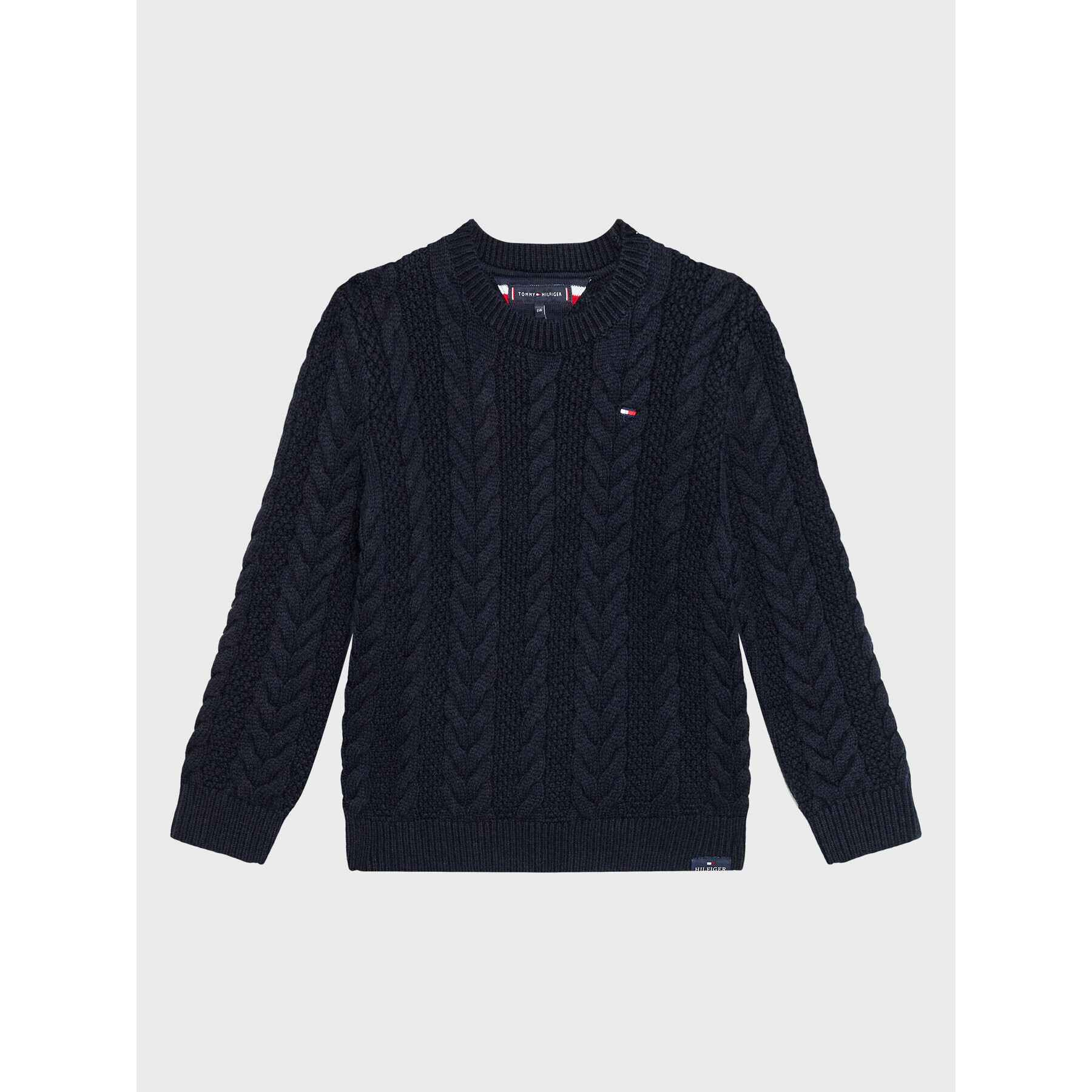 Tommy Hilfiger Пуловер Essential Cable KB0KB07827 D Тъмносин Regular Fit - Pepit.bg
