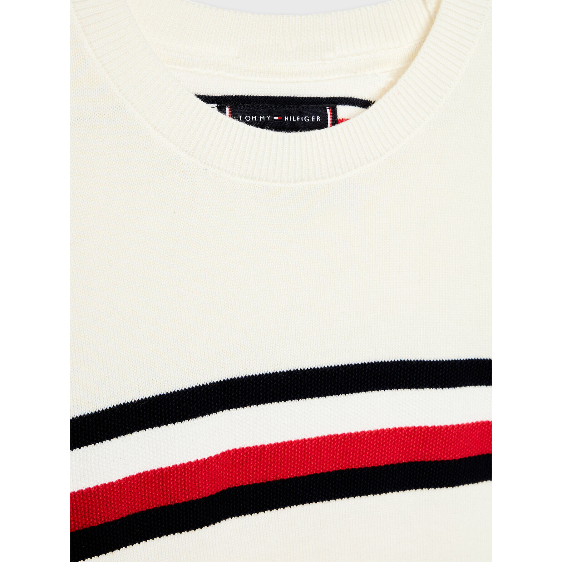 Tommy Hilfiger Пуловер Essential Global Stripe KB0KB07826 D Бял Regular Fit - Pepit.bg