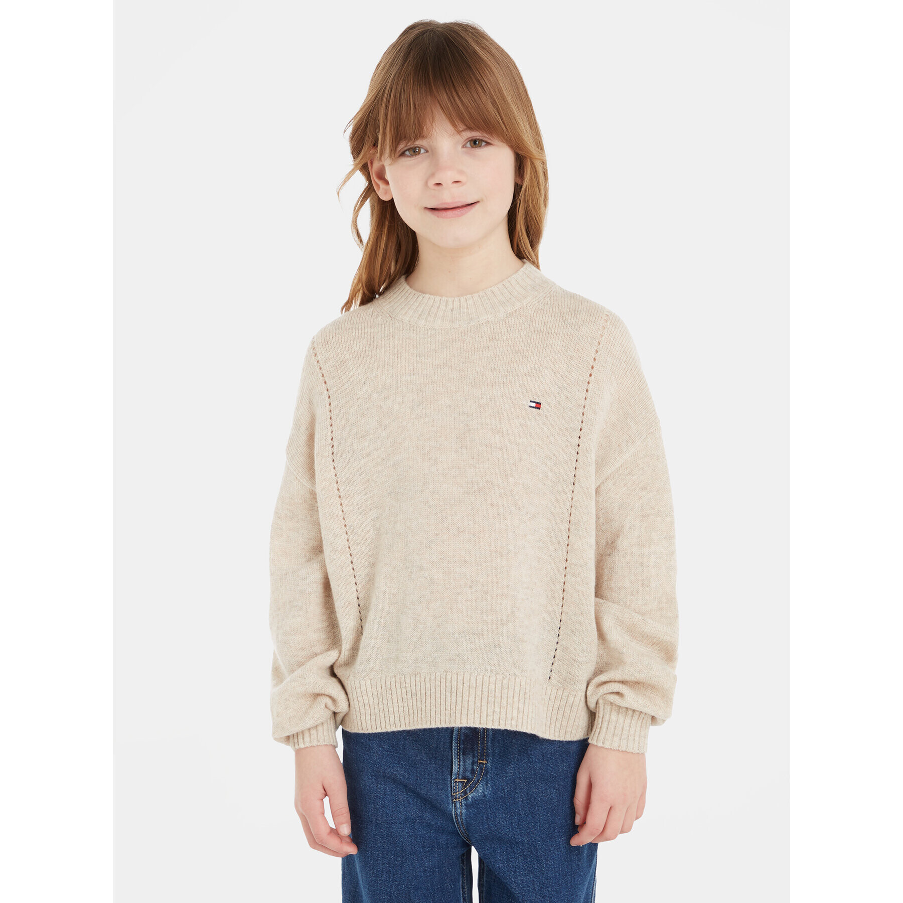 Tommy Hilfiger Пуловер Essential KG0KG07801 Бежов Regular Fit - Pepit.bg