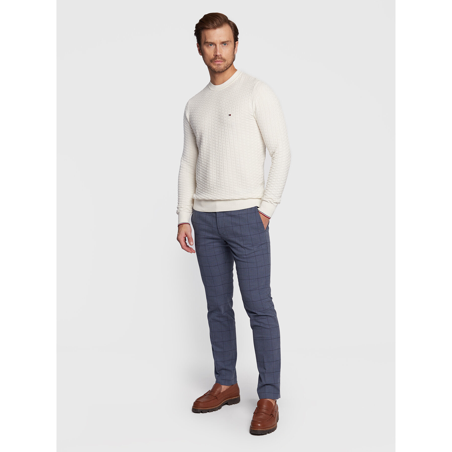 Tommy Hilfiger Пуловер Exaggerated Structure MW0MW28111 Бял Regular Fit - Pepit.bg