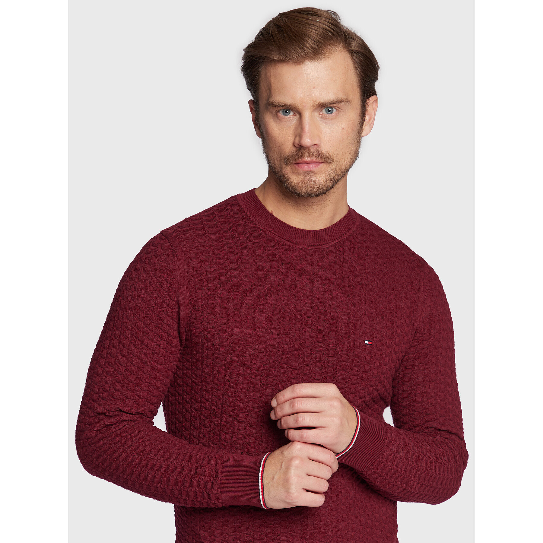 Tommy Hilfiger Пуловер Exaggerated Structure MW0MW28111 Бордо Regular Fit - Pepit.bg