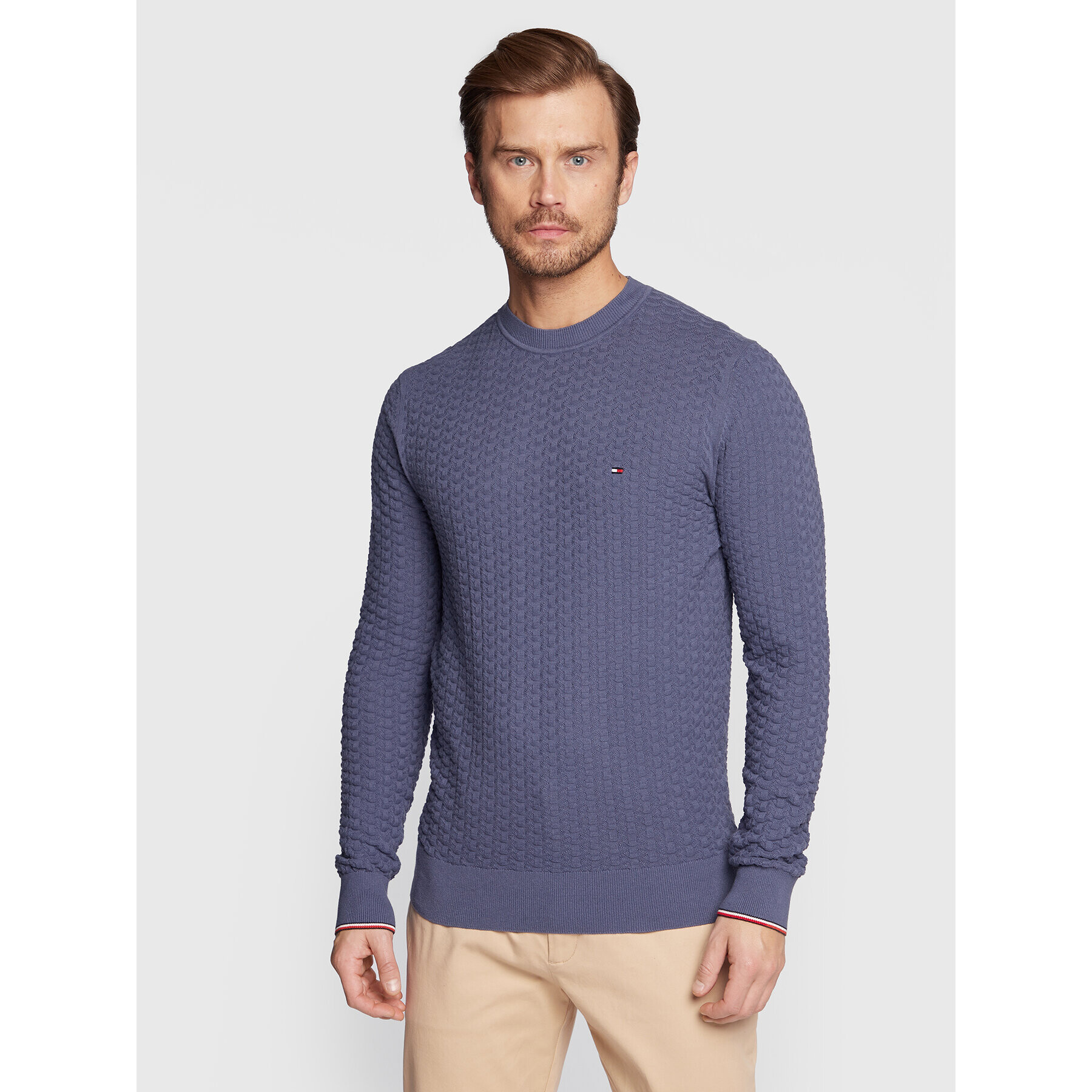 Tommy Hilfiger Пуловер Exaggerated Structure MW0MW28111 Син Regular Fit - Pepit.bg