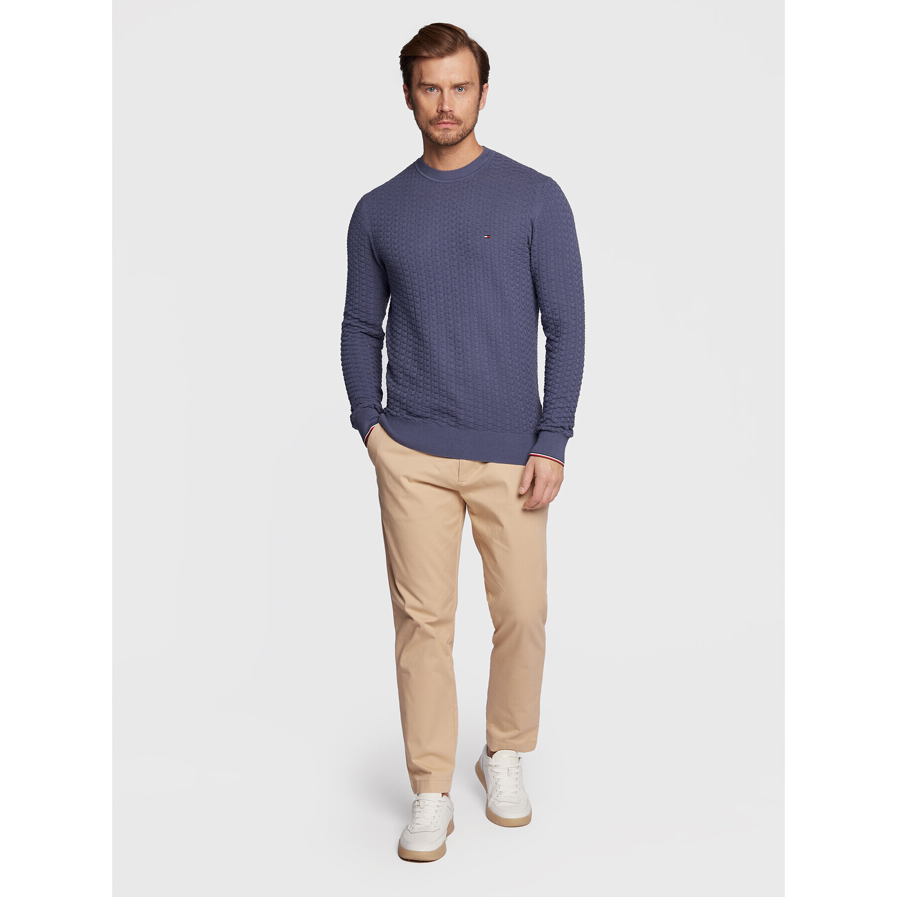 Tommy Hilfiger Пуловер Exaggerated Structure MW0MW28111 Син Regular Fit - Pepit.bg