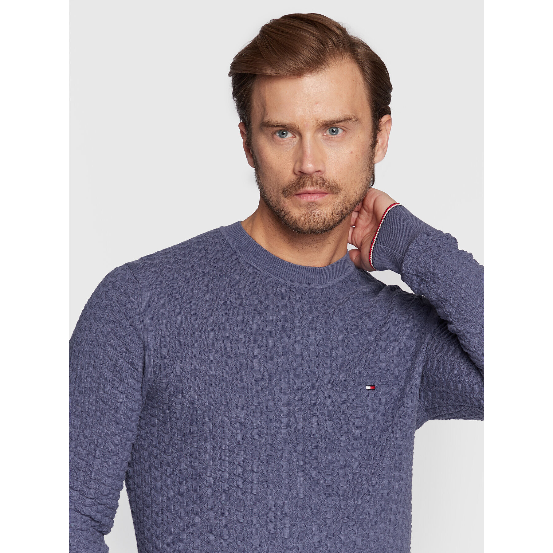 Tommy Hilfiger Пуловер Exaggerated Structure MW0MW28111 Син Regular Fit - Pepit.bg