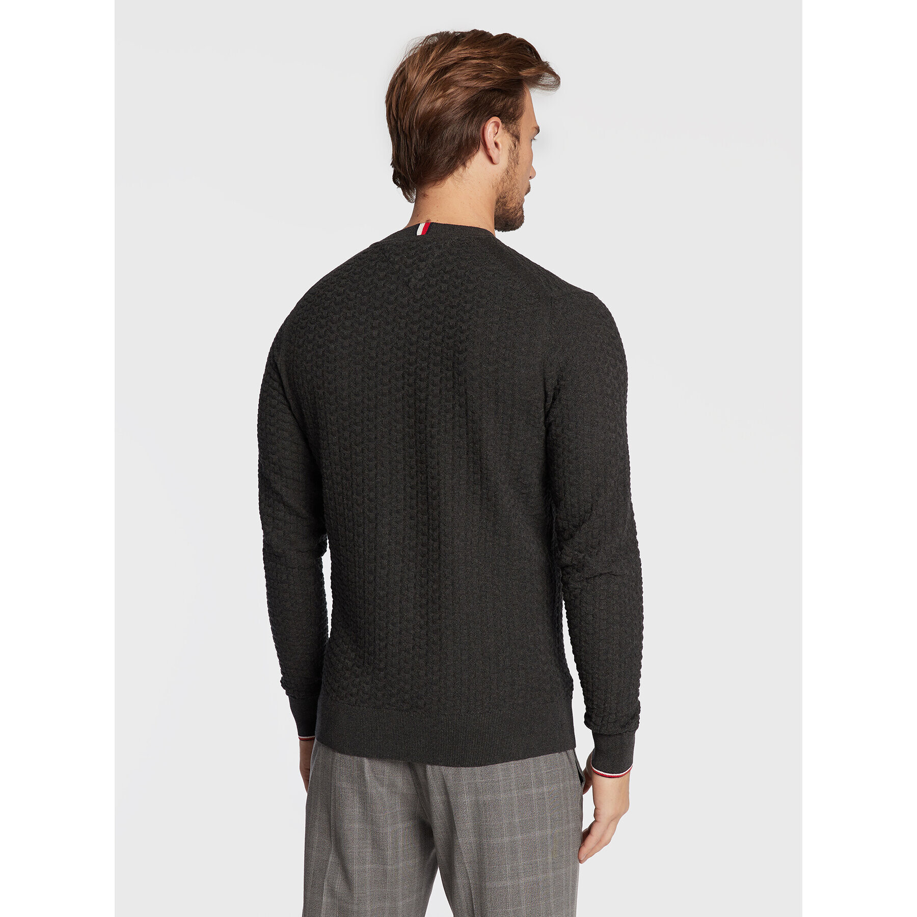 Tommy Hilfiger Пуловер Exaggerated Structure MW0MW28111 Сив Regular Fit - Pepit.bg