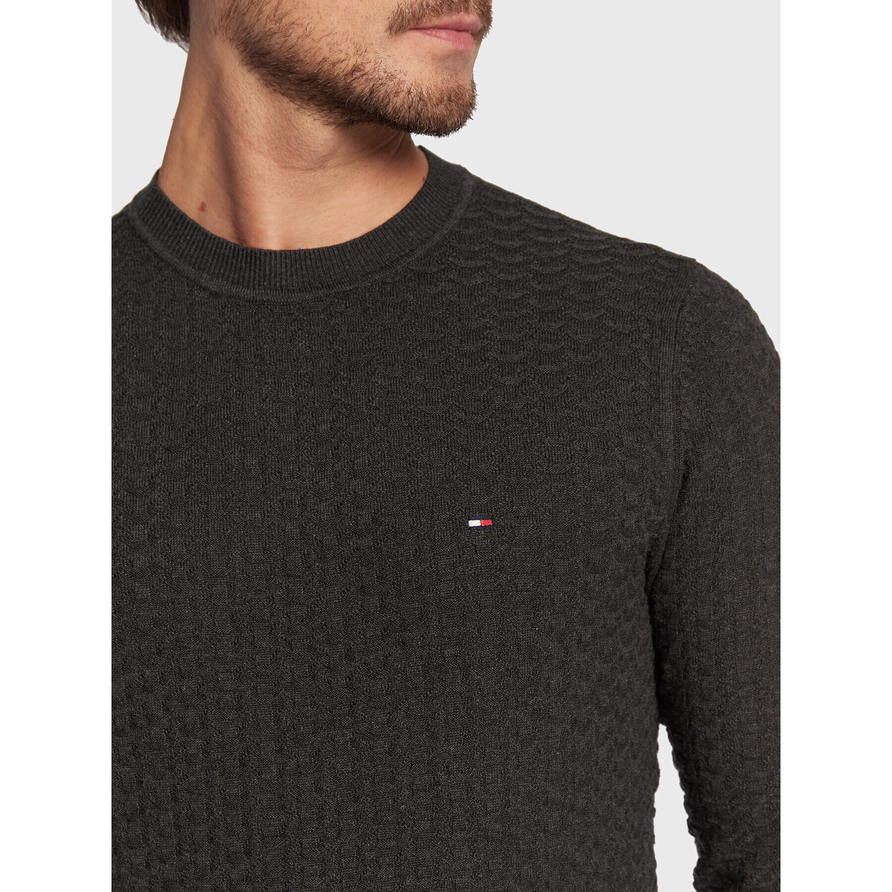 Tommy Hilfiger Пуловер Exaggerated Structure MW0MW28111 Сив Regular Fit - Pepit.bg