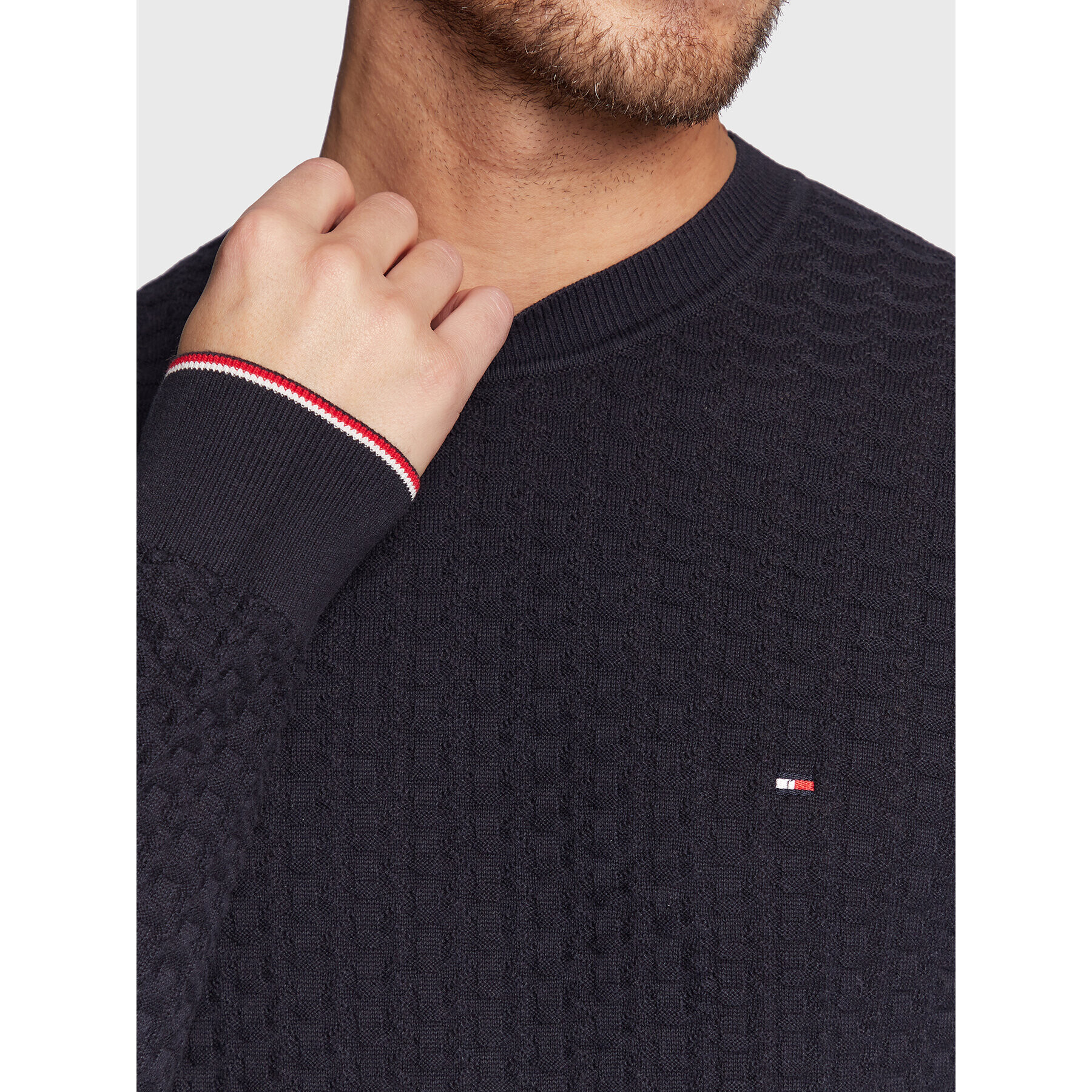 Tommy Hilfiger Пуловер Exaggerated Structure MW0MW28111 Тъмносин Regular Fit - Pepit.bg