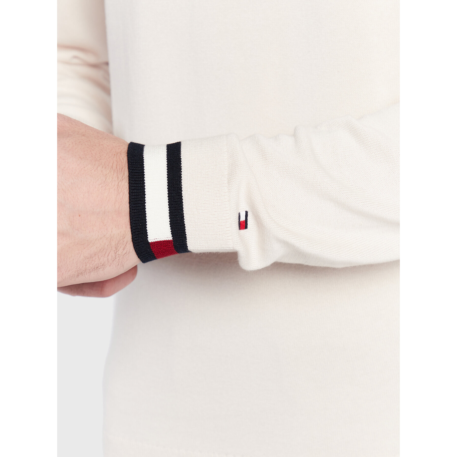 Tommy Hilfiger Пуловер Flag Cuff MW0MW29045 Екрю Regular Fit - Pepit.bg