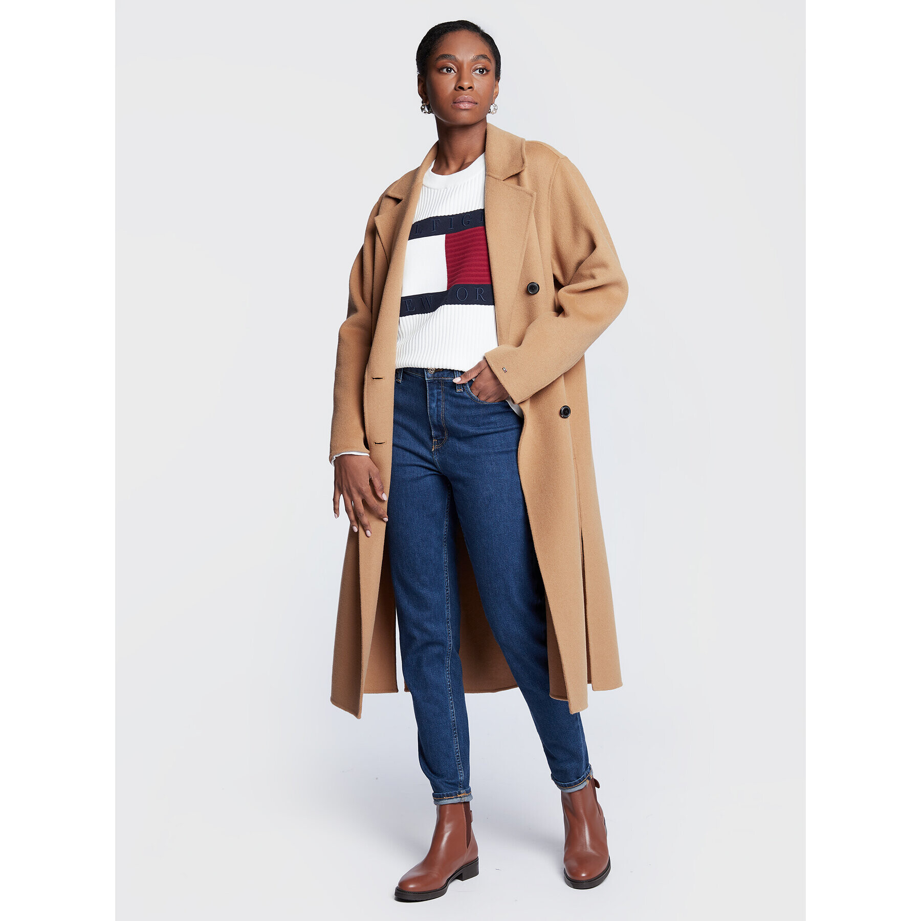 Tommy Hilfiger Пуловер Flag WW0WW37457 Бял Regular Fit - Pepit.bg