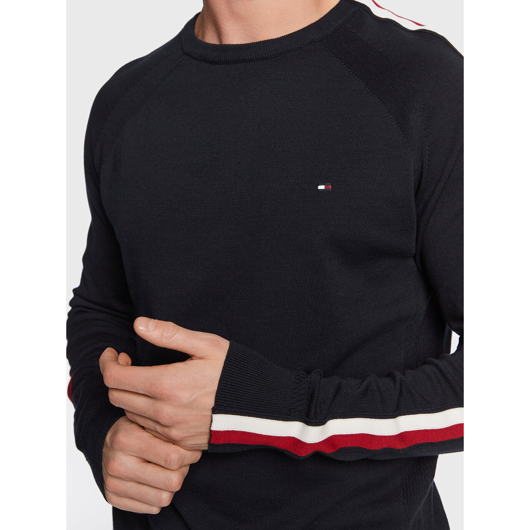 Tommy Hilfiger Пуловер Global MW0MW29038 Тъмносин Regular Fit - Pepit.bg