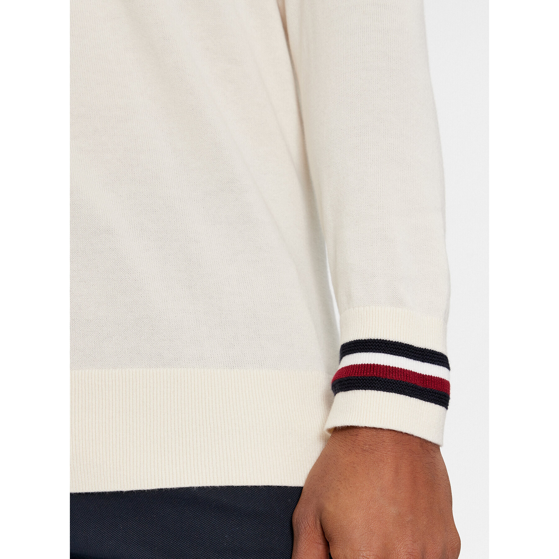 Tommy Hilfiger Пуловер Global Stripe Crew Nk MW0MW33502 Екрю Regular Fit - Pepit.bg