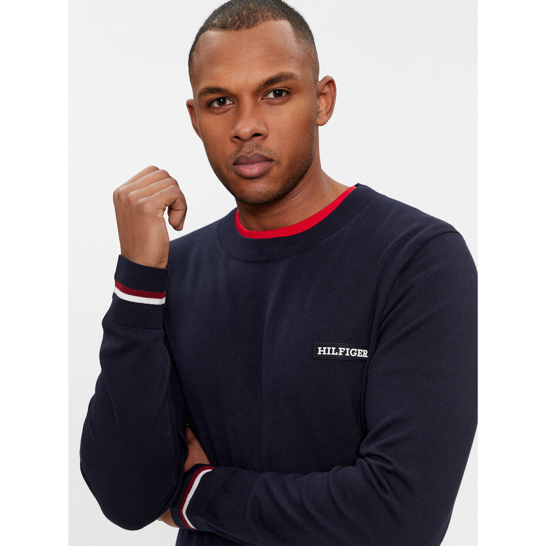 Tommy Hilfiger Пуловер Global Stripe Crew Nk MW0MW33502 Син Regular Fit - Pepit.bg