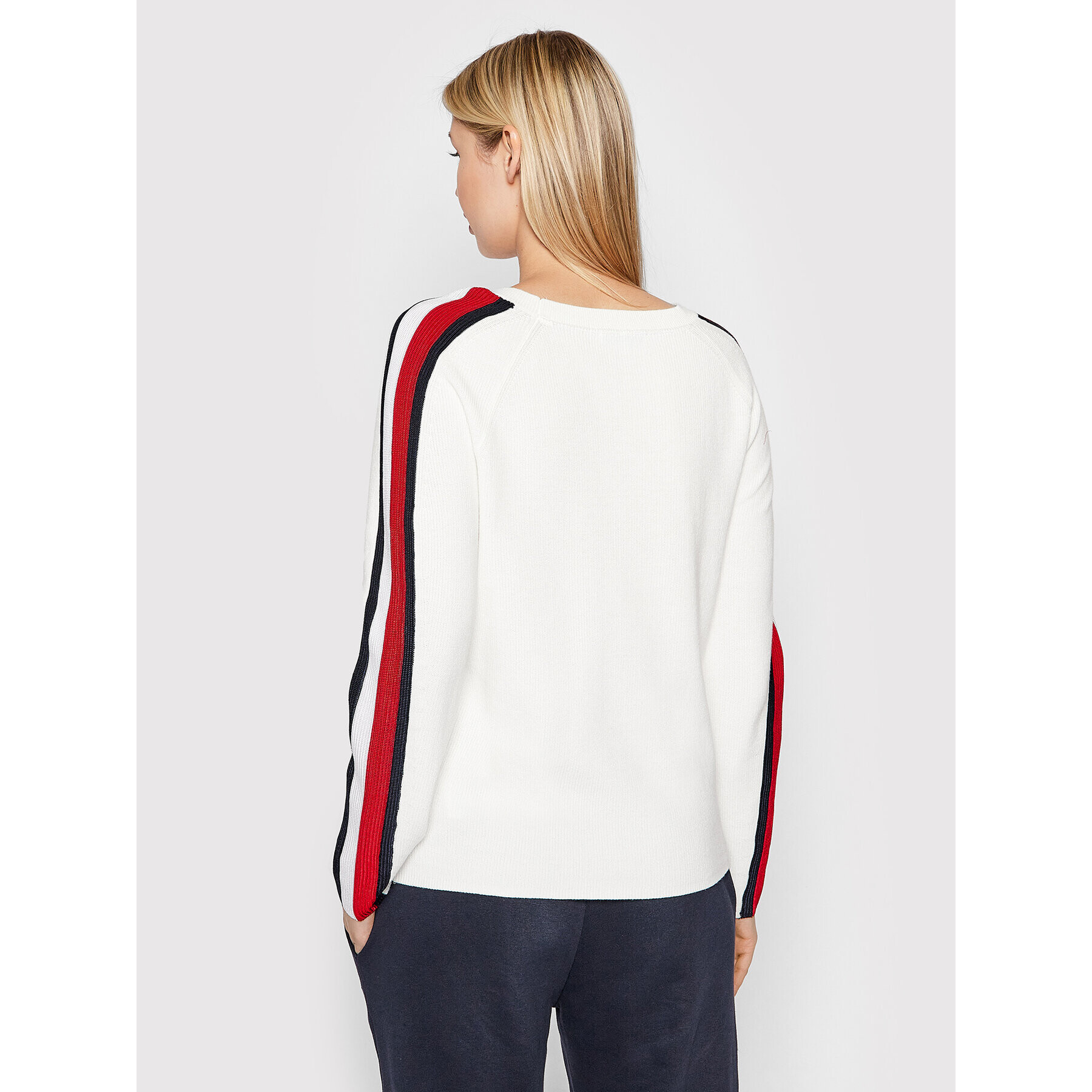 Tommy Hilfiger Пуловер Global Stripe WW0WW31512 Бял Regular Fit - Pepit.bg