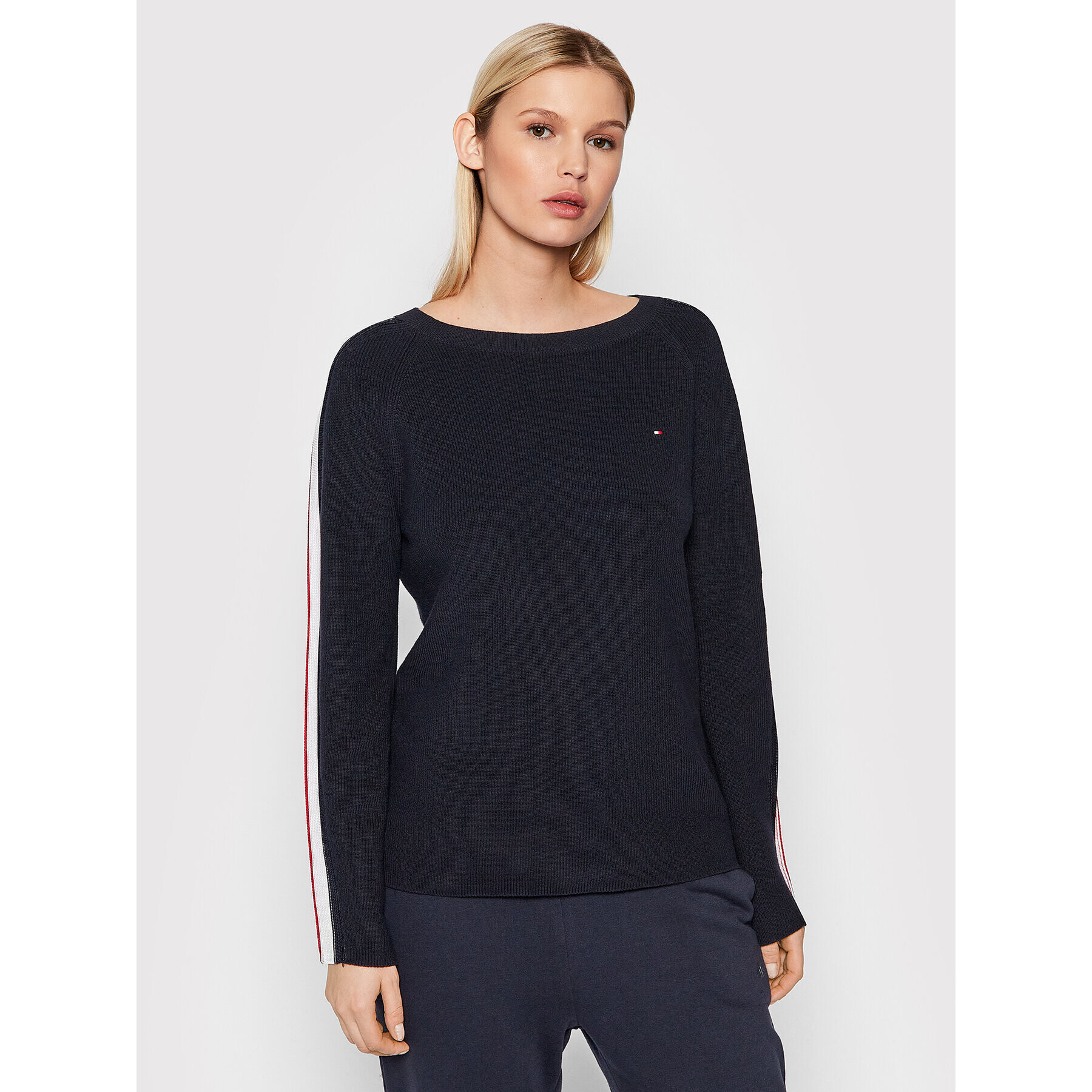 Tommy Hilfiger Пуловер Global Stripe WW0WW31512 Тъмносин Regular Fit - Pepit.bg