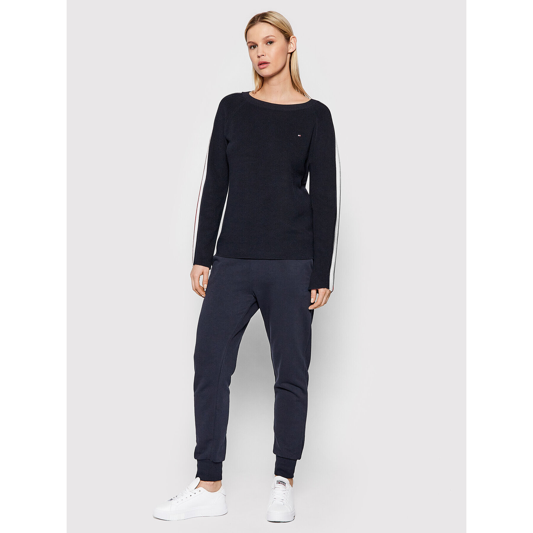 Tommy Hilfiger Пуловер Global Stripe WW0WW31512 Тъмносин Regular Fit - Pepit.bg