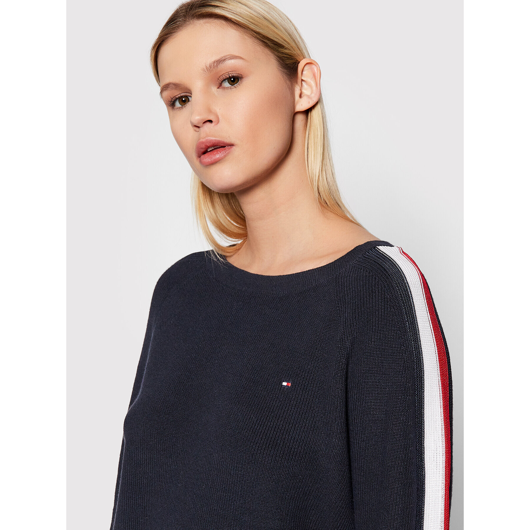 Tommy Hilfiger Пуловер Global Stripe WW0WW31512 Тъмносин Regular Fit - Pepit.bg