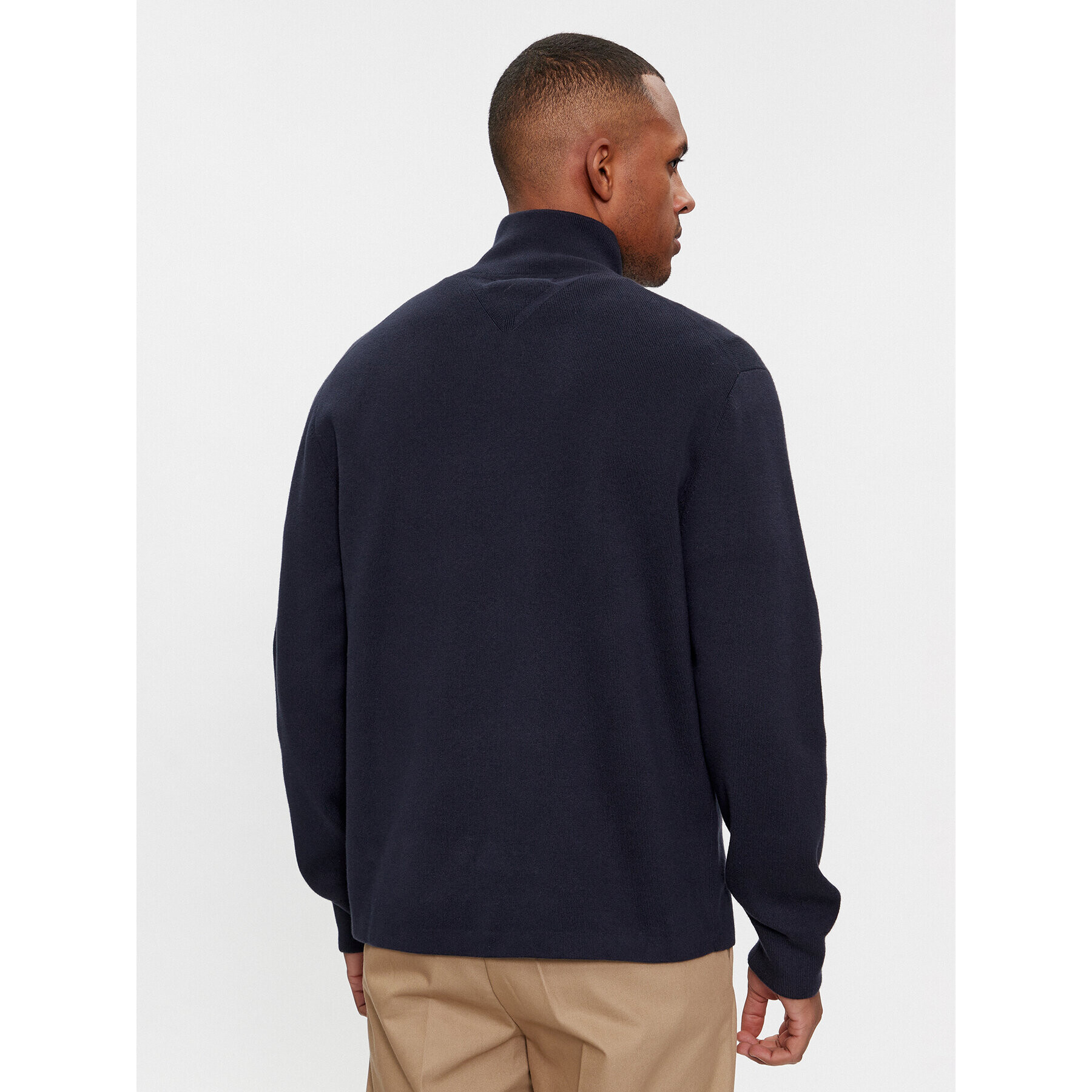 Tommy Hilfiger Пуловер Global Stripe Zip Mock MW0MW33508 Син Regular Fit - Pepit.bg